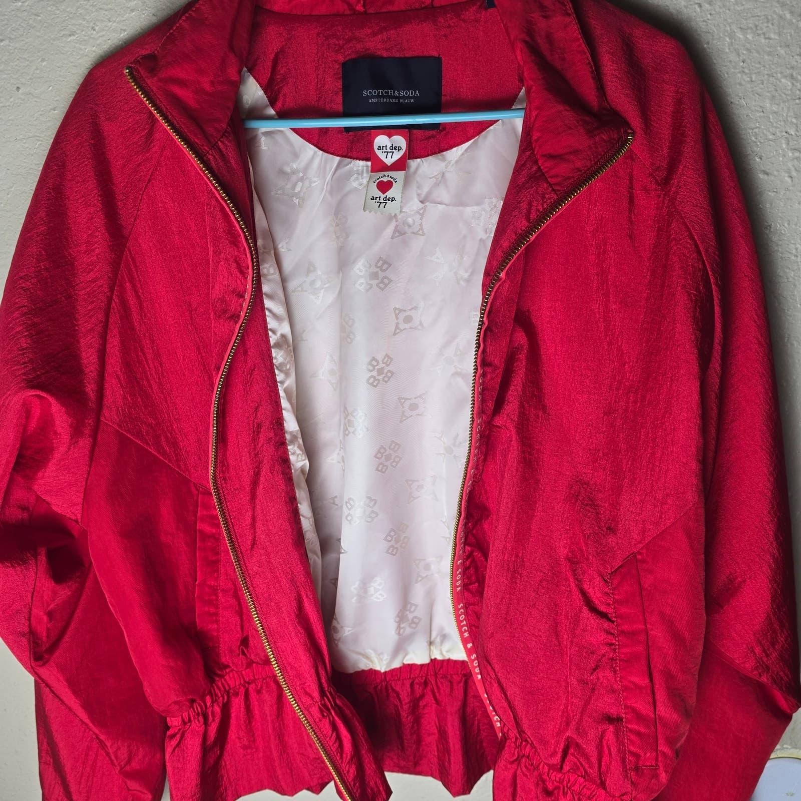 Scotch & Soda Red Peplum Zip Up Jacket New Without Tags - Red - XL - Thumbnail 4