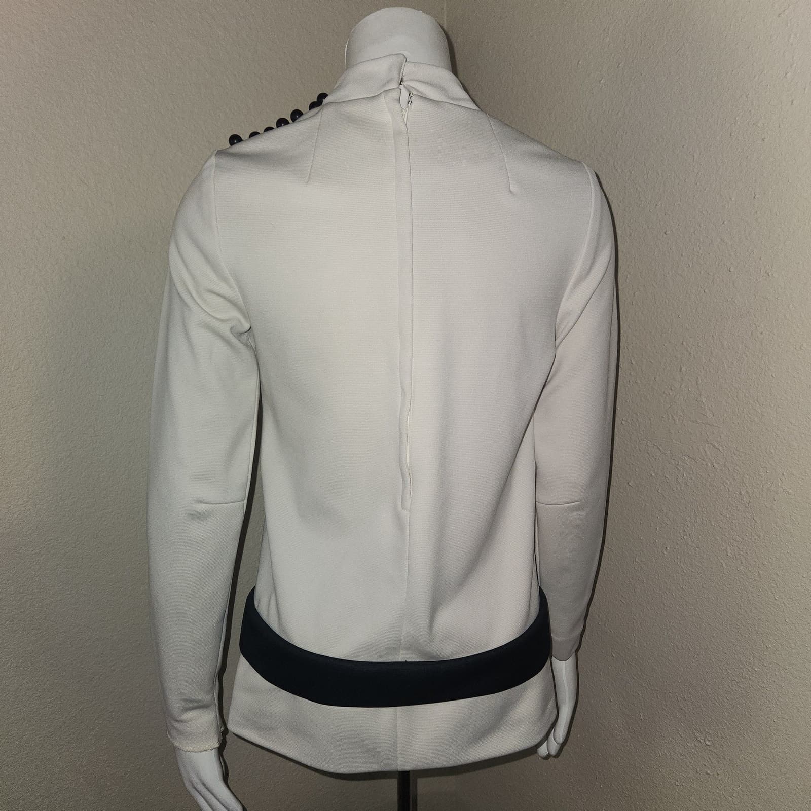 Vintage Custom Tailored 60's Nardis of Dallas Jackie Kennedy Mock Neck Blouse, M - Thumbnail 4