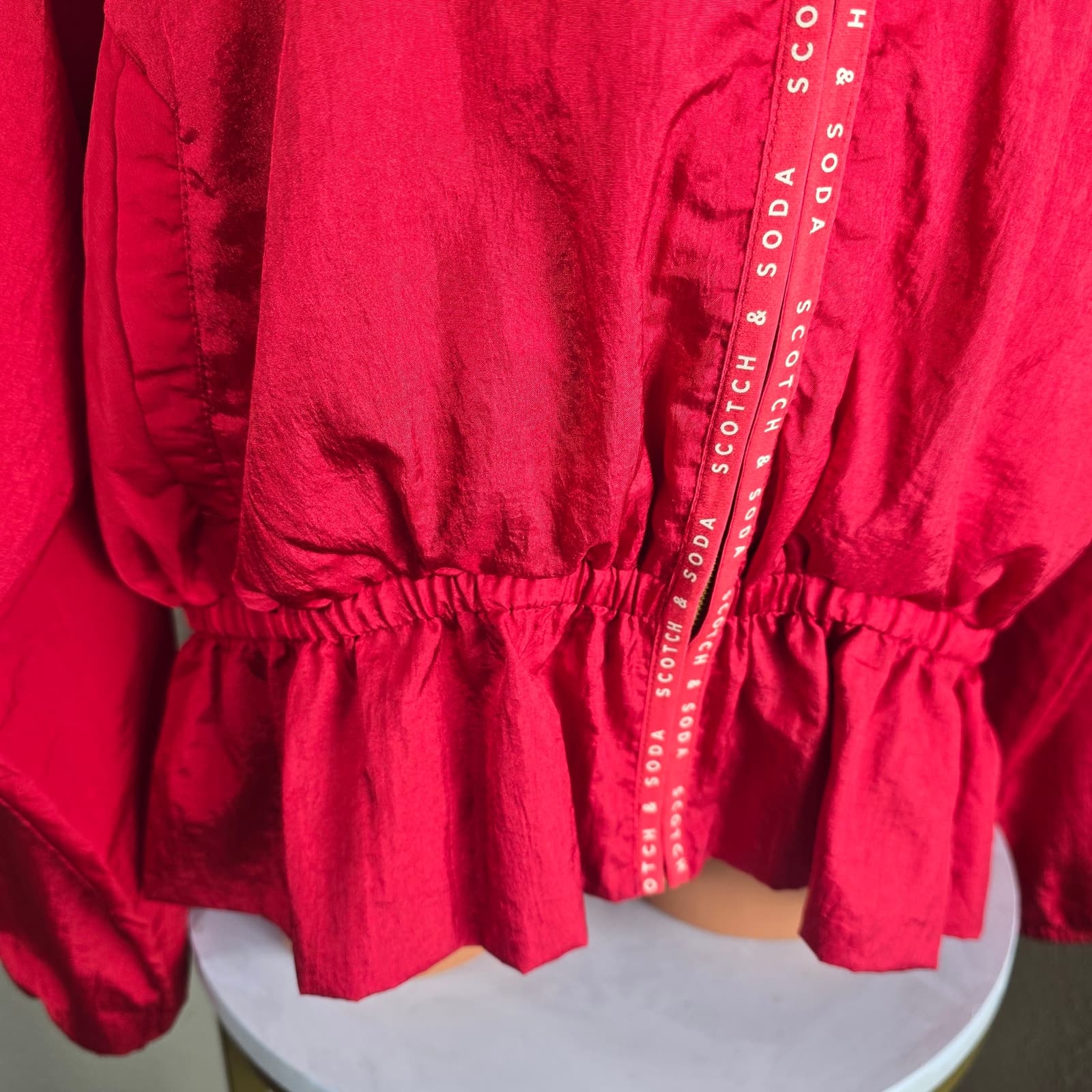 Scotch & Soda Red Peplum Zip Up Jacket New Without Tags - Red - XL - Thumbnail 6