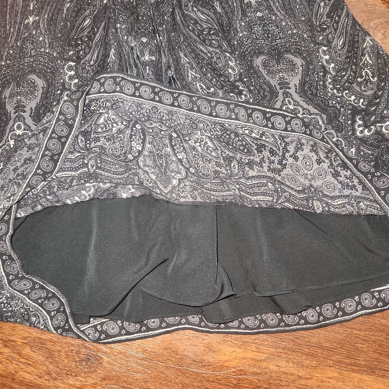 joie 100% Silk Black and White Paisley 3/4 Sleeve Drop Waist Mini Dress Medium - Thumbnail 8