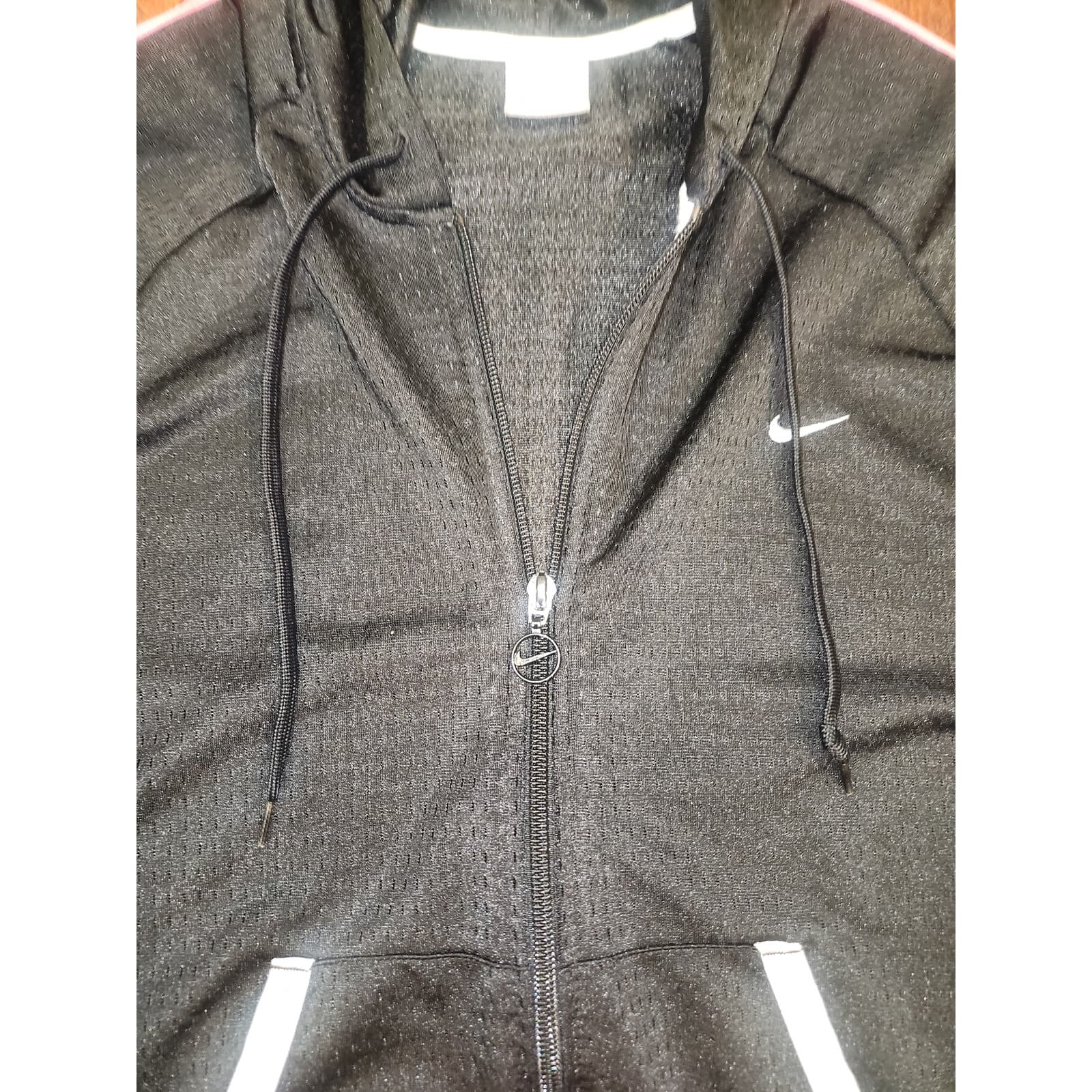 Nike Black Full Zip Hooded Basketball Mesh Jacket, Medium - Thumbnail 3