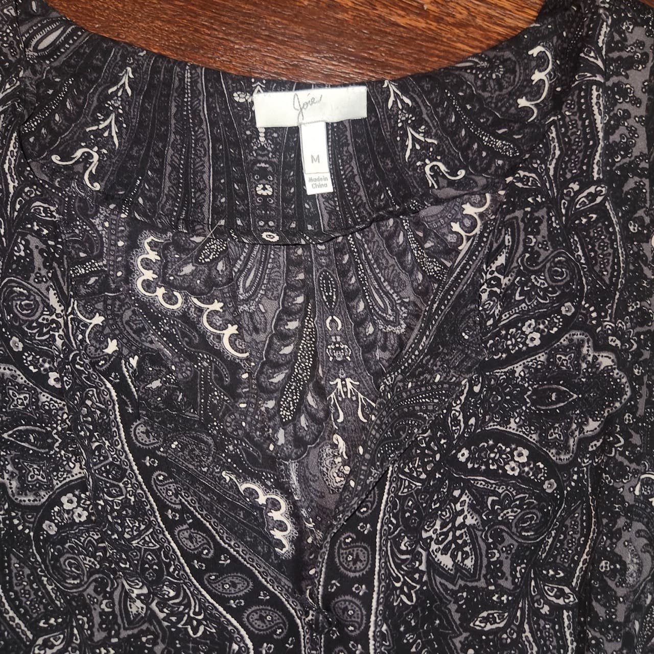 joie 100% Silk Black and White Paisley 3/4 Sleeve Drop Waist Mini Dress Medium - Thumbnail 10