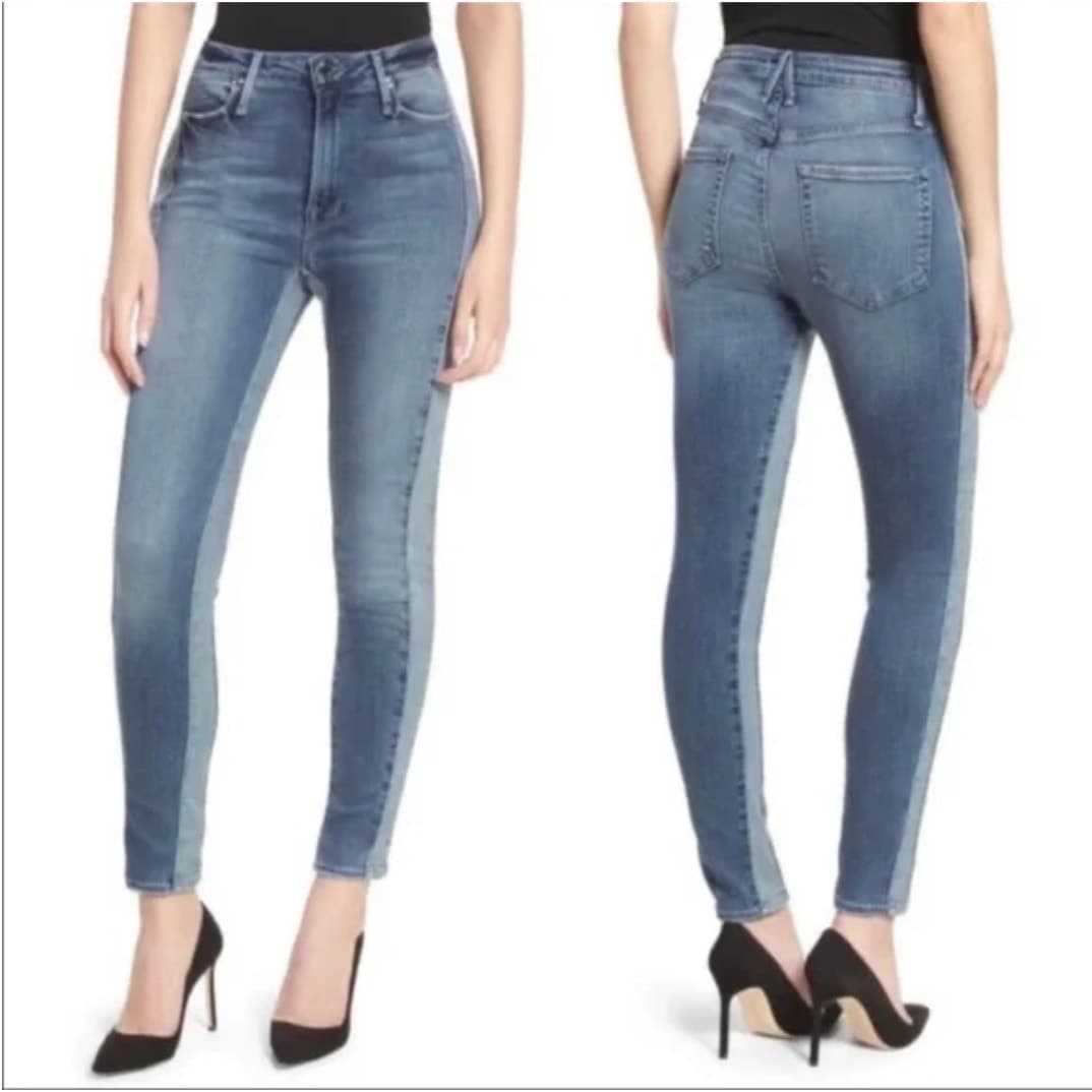 Good American Good Waist Two-Toned High Rise Skinny Jeans, Size 2/26 - Thumbnail 2