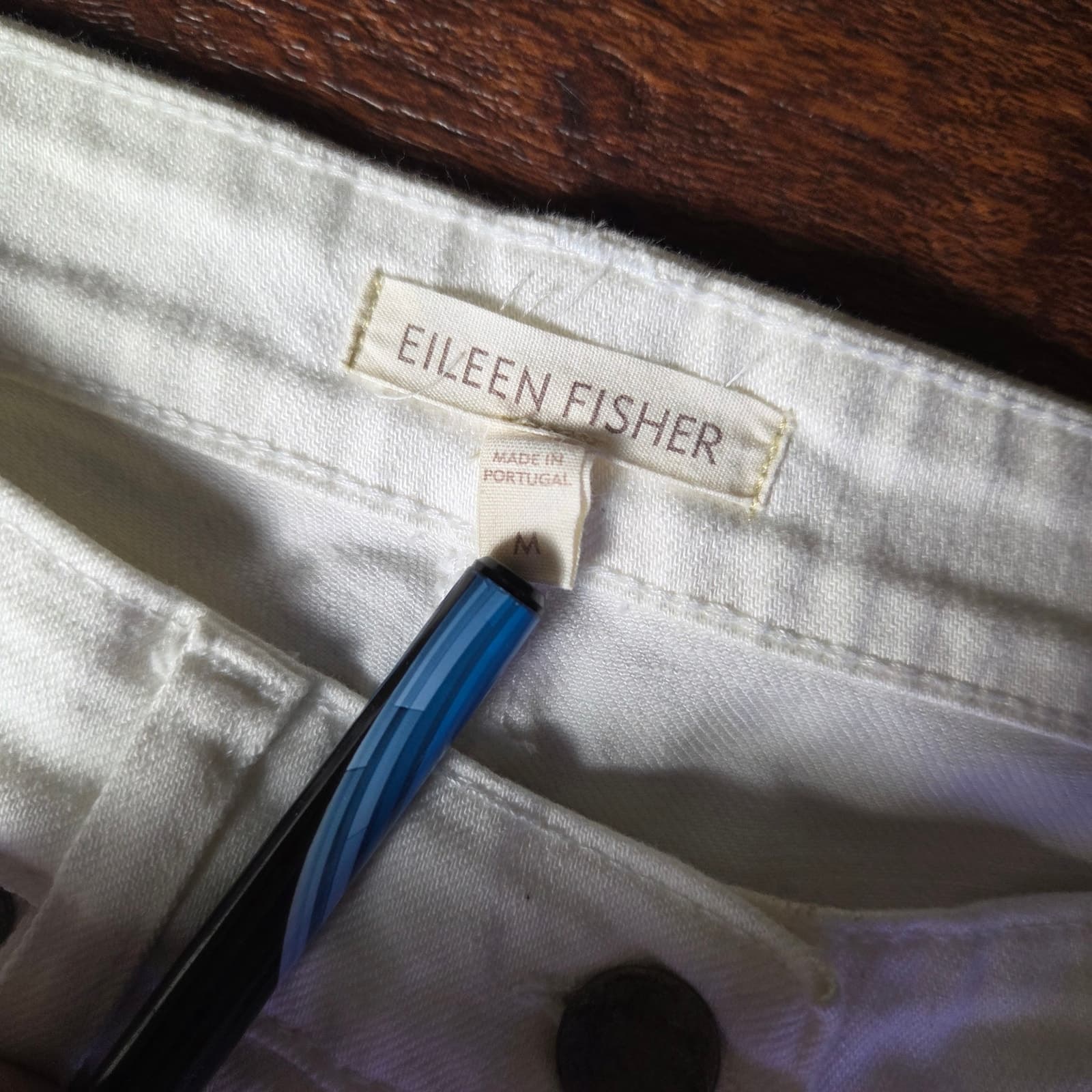 Eileen Fisher White Denim Straight Leg Jeans - Medium - Thumbnail 3