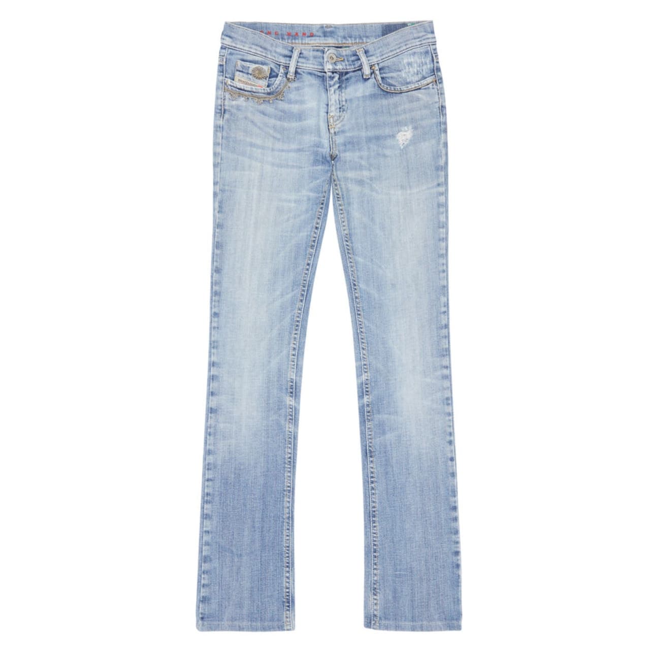 Diesel Liv Straight Leg Low-Rise Light Wash Jeans - Size 28x30 - Thumbnail 2