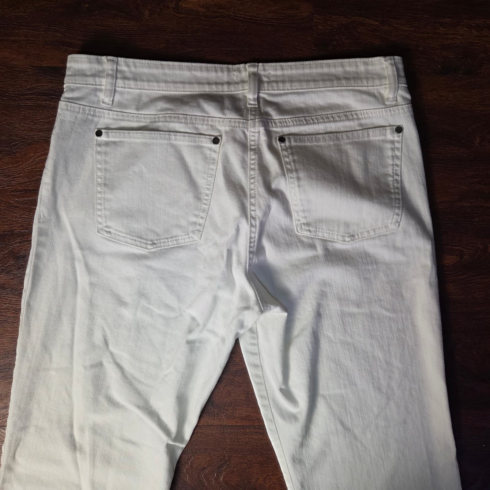 Eileen Fisher White Denim Straight Leg Jeans - Medium - Thumbnail 6