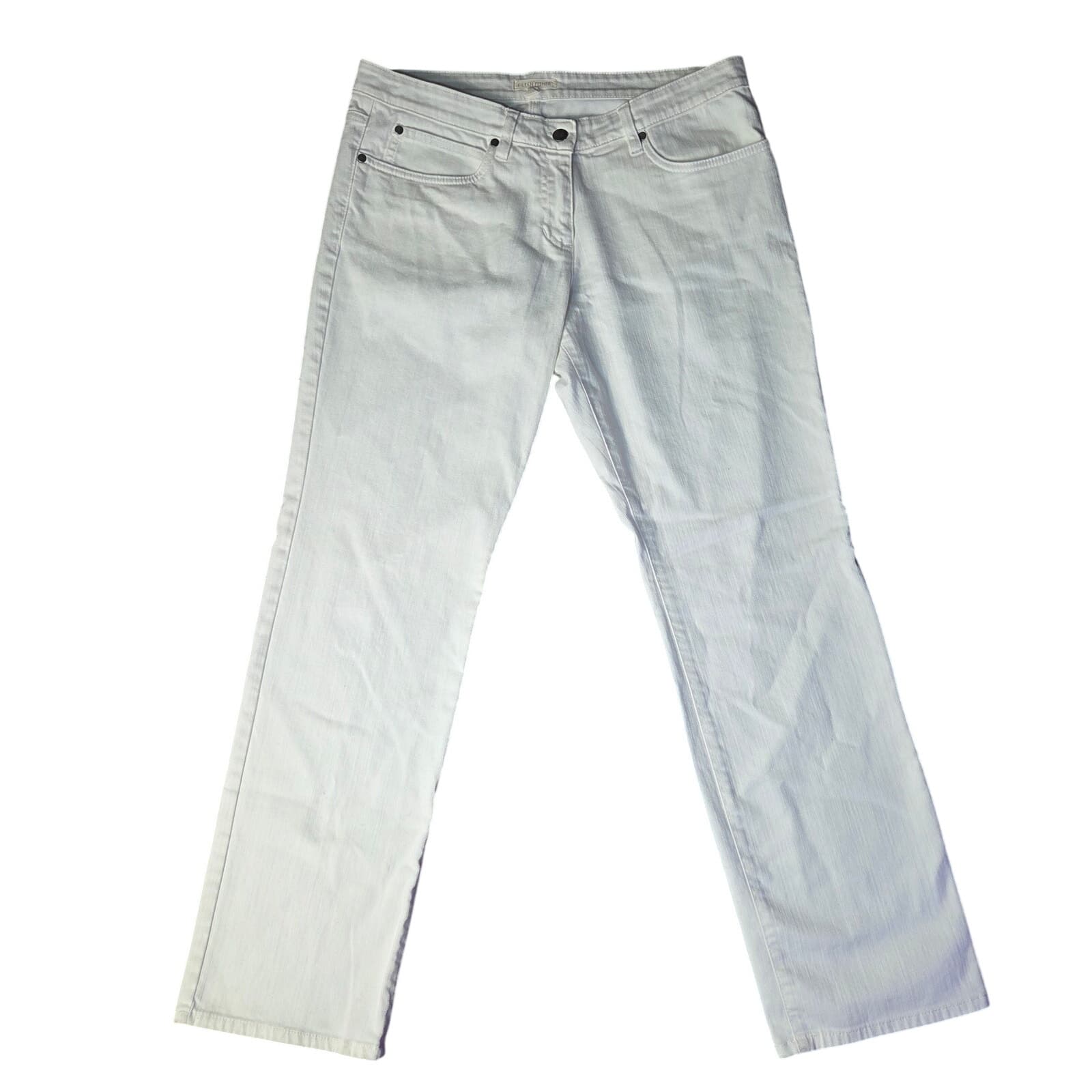 Eileen Fisher White Denim Straight Leg Jeans - Medium - Image 1