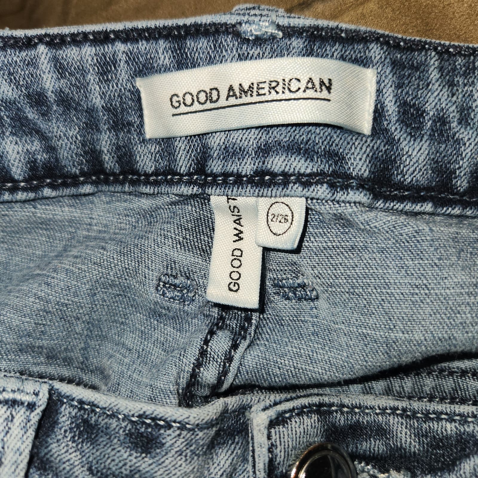 Good American Good Waist Two-Toned High Rise Skinny Jeans, Size 2/26 - Thumbnail 8