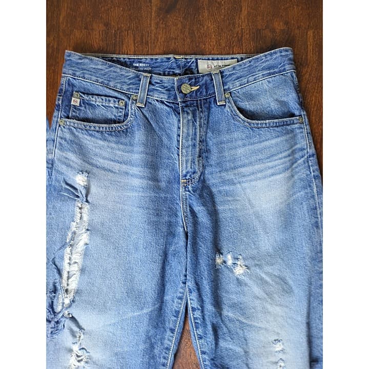 AG Jeans The Rhett High Waisted Straight Distressed Destroyed Jeans 28R - Thumbnail 2