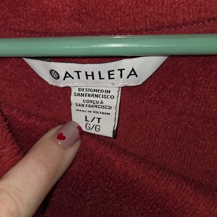 Athleta Cozy Karma Asymmetrical Zip Fleece Tunic Sweatshirt Dress - LT- Maroon - Thumbnail 11
