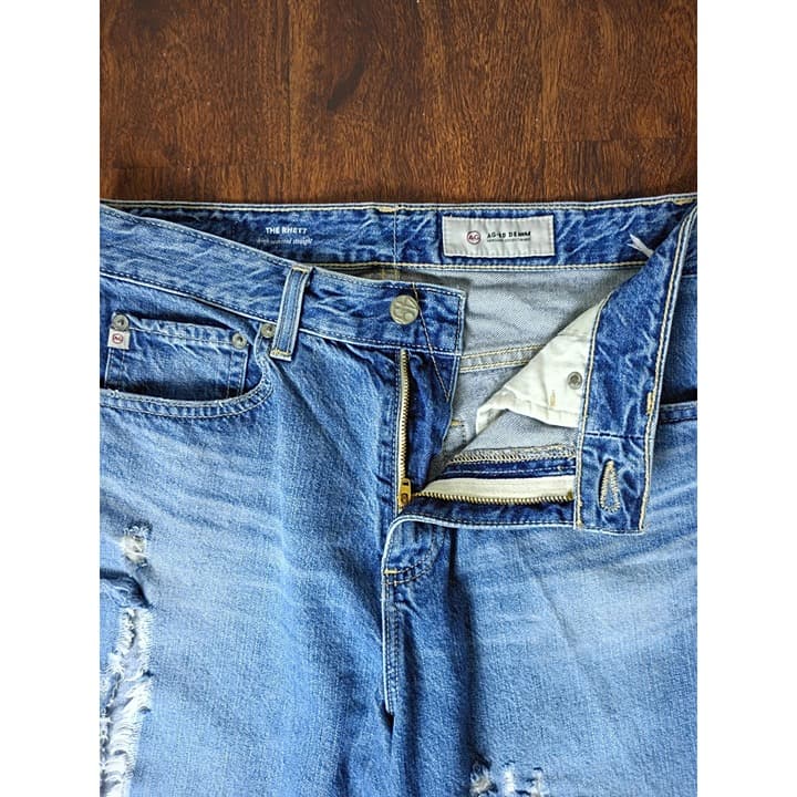 AG Jeans The Rhett High Waisted Straight Distressed Destroyed Jeans 28R - Thumbnail 4