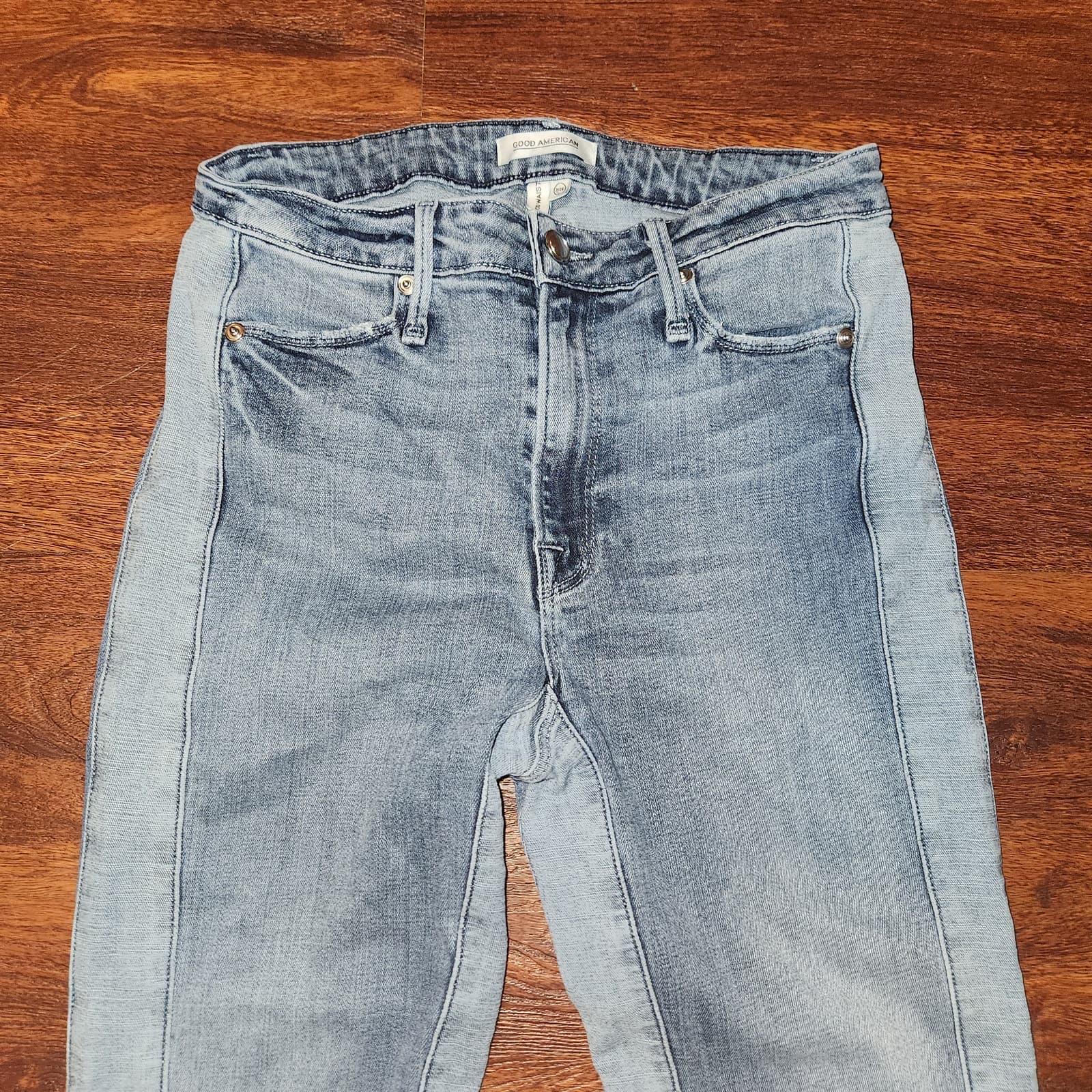 Good American Good Waist Two-Toned High Rise Skinny Jeans, Size 2/26 - Thumbnail 4