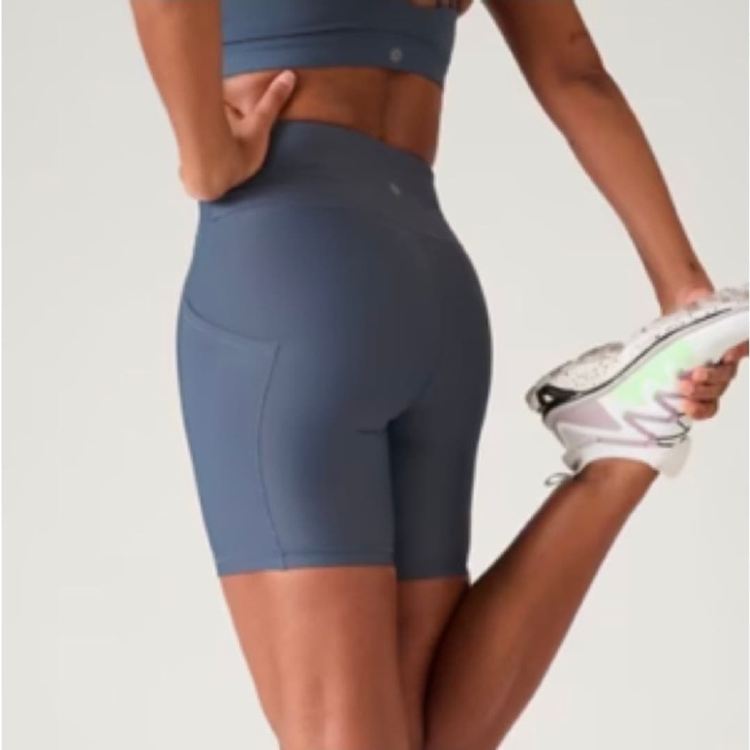 Athleta Interval Slash High-Rise 7" Shorts - Lazuli Blue - Small - Style 8213911 - Thumbnail 4