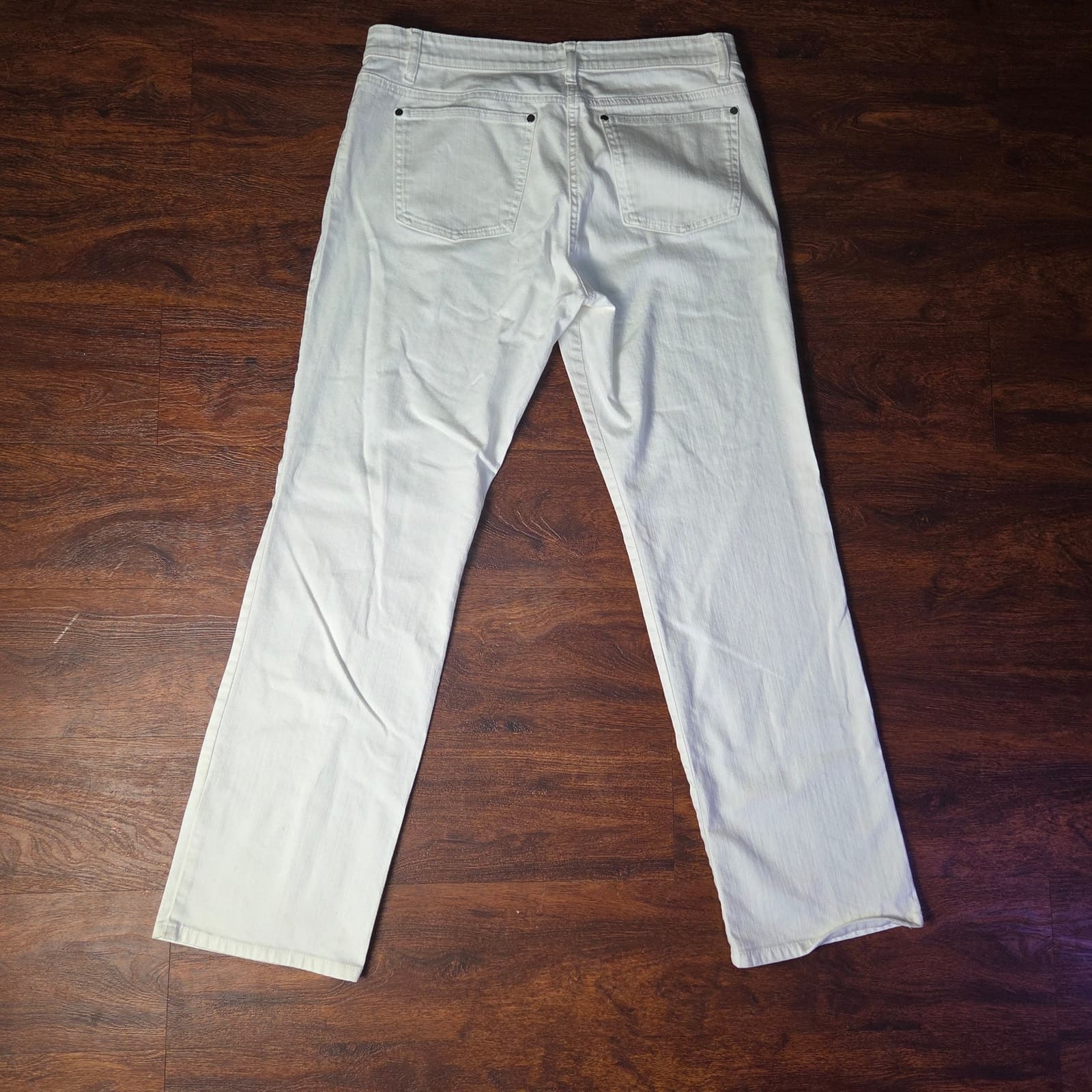 Eileen Fisher White Denim Straight Leg Jeans - Medium - Thumbnail 5