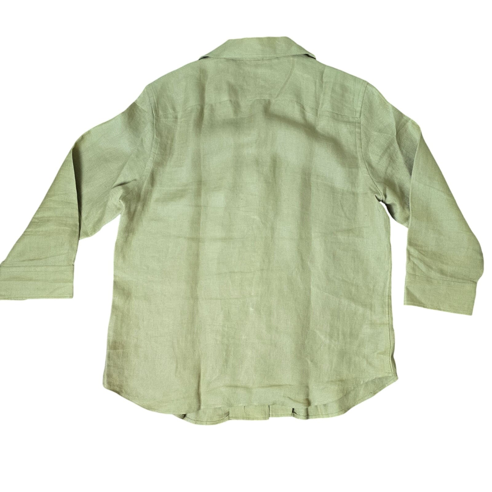 Lauren Ralph Lauren 100% Linen Brown Long Sleeve Button Down, Large - Thumbnail 4