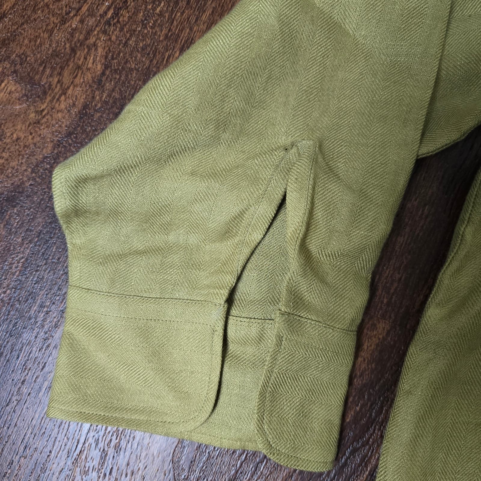 Lauren Ralph Lauren 100% Linen Brown Long Sleeve Button Down, Large - Thumbnail 5