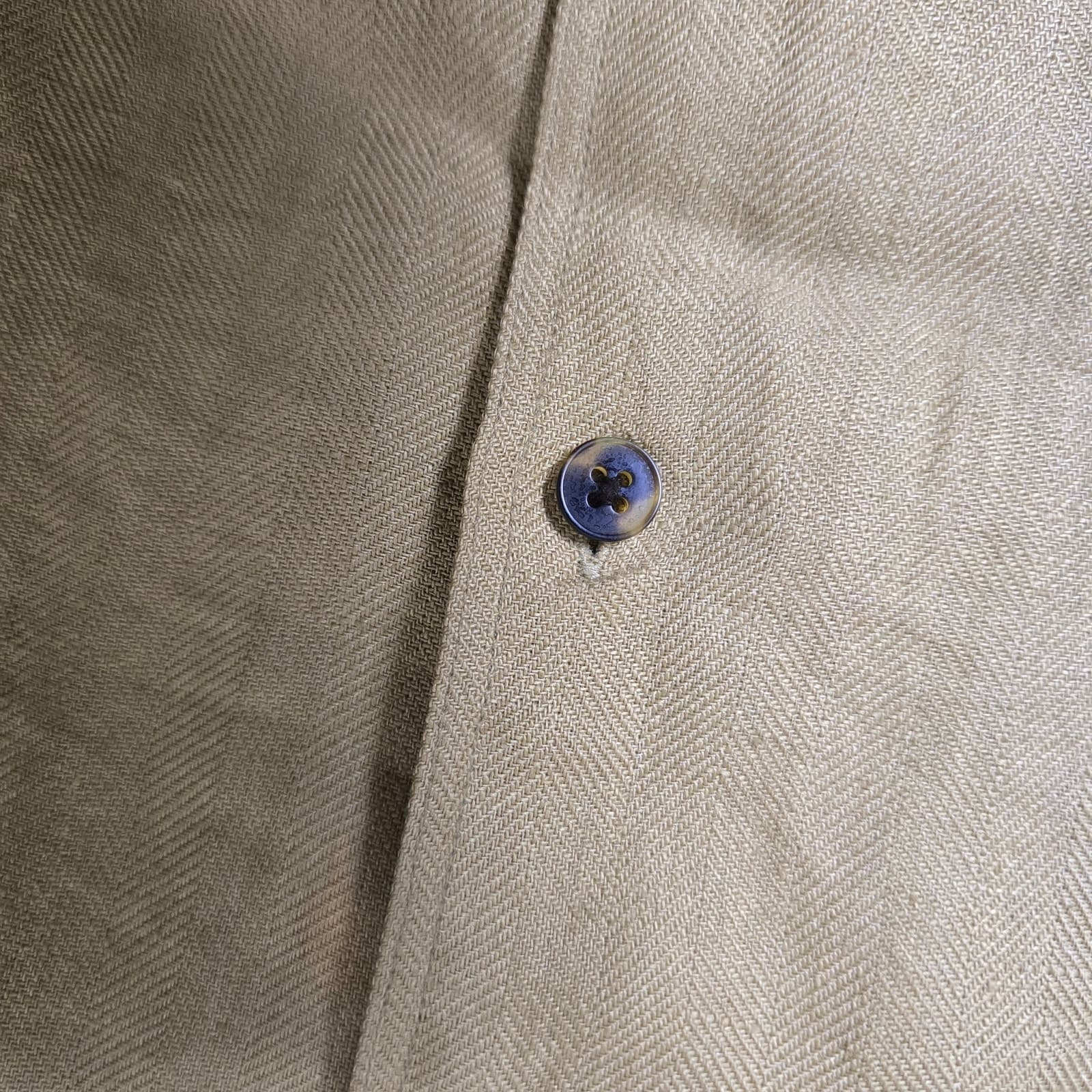 Lauren Ralph Lauren 100% Linen Brown Long Sleeve Button Down, Large - Thumbnail 9