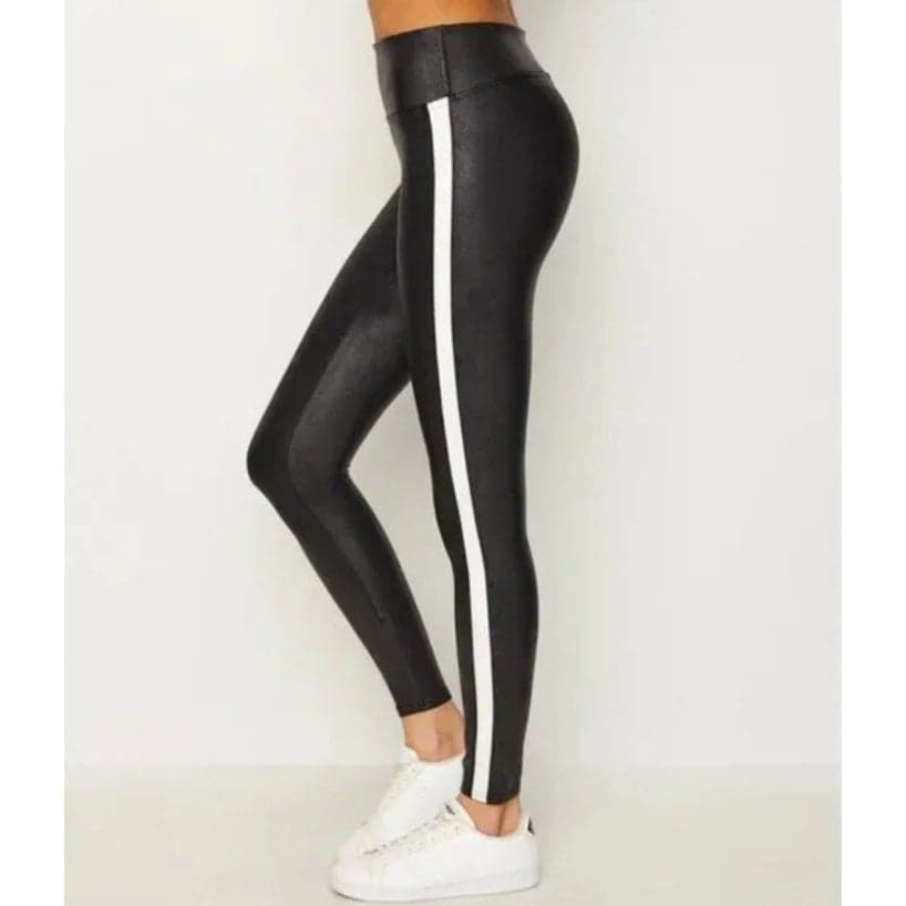 SPANX NWT Faux Leather Side Stripe Legging, Small - Thumbnail 2