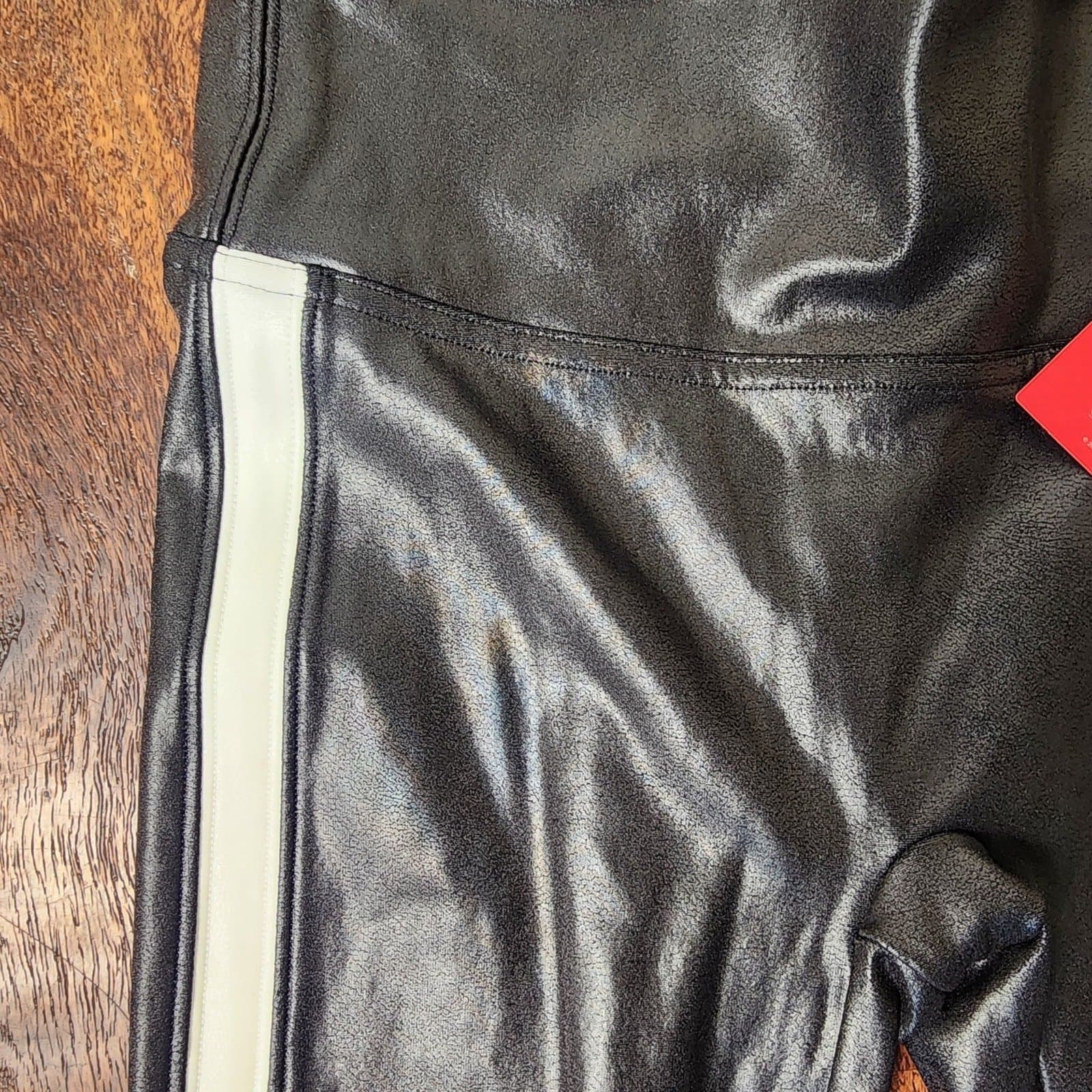 SPANX NWT Faux Leather Side Stripe Legging, Small - Thumbnail 7