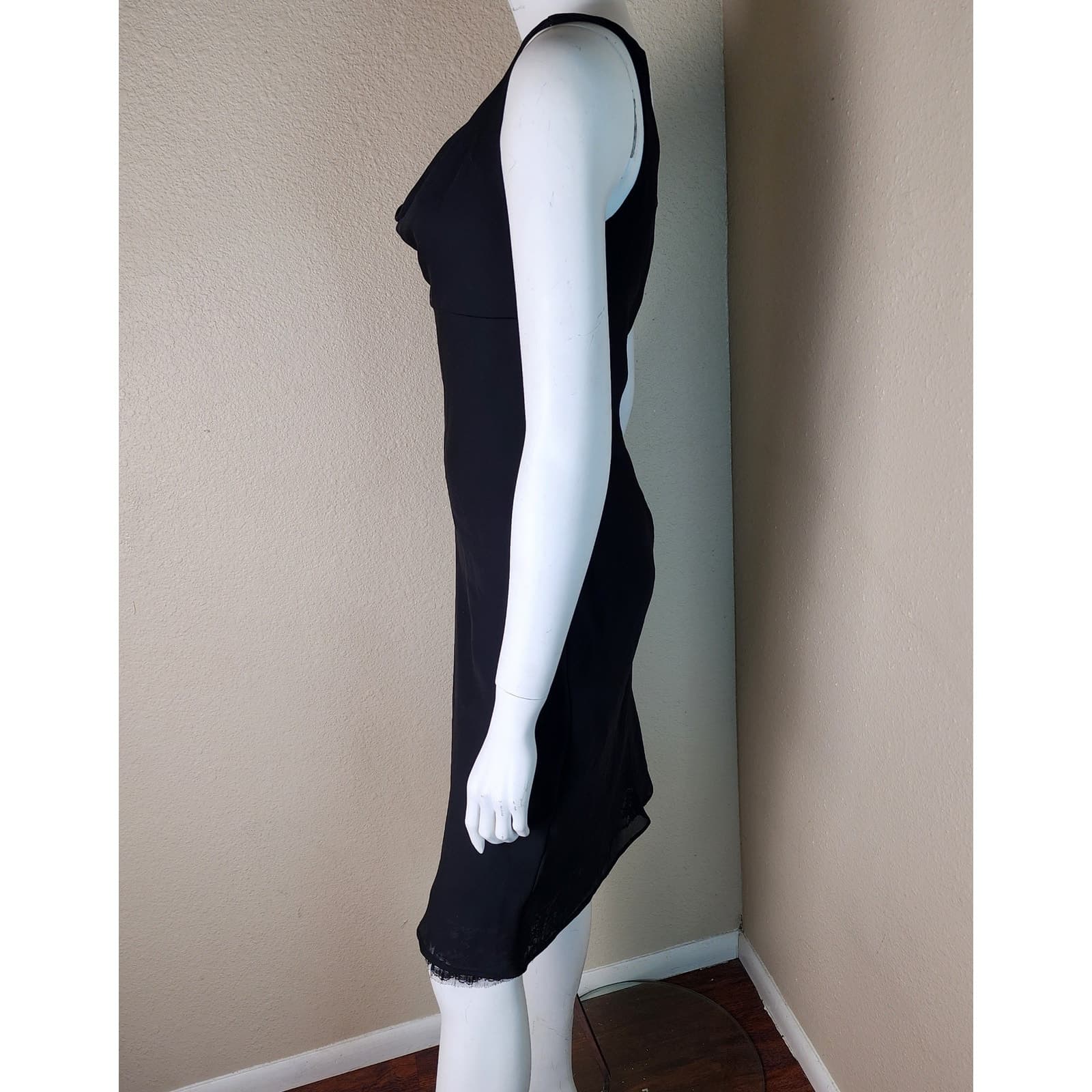 Jodi Kristopher 90s Y2K Vintage Knee Length Cowl Neck Sleeveless Peek A Boo Lace - Thumbnail 5
