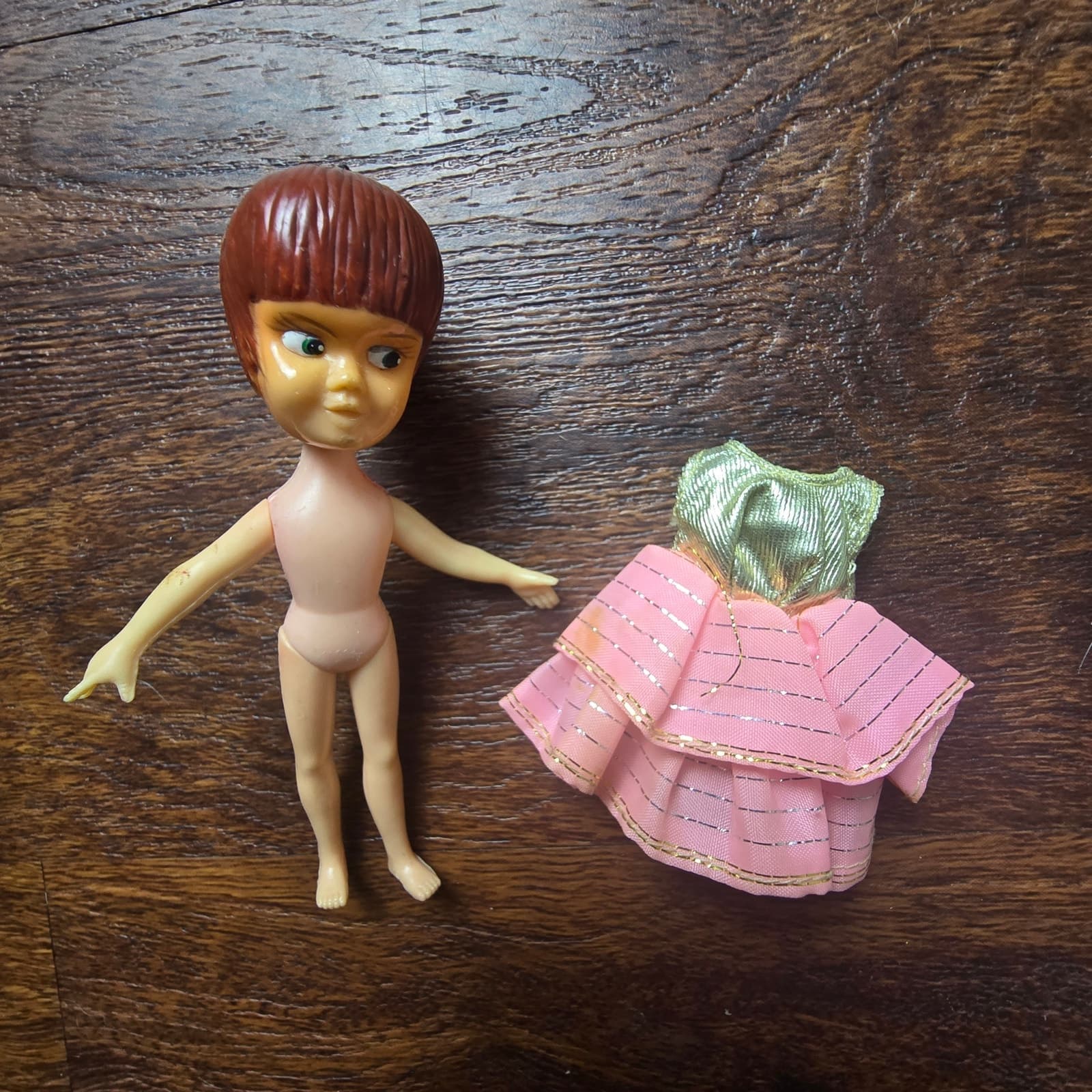 Vintage 1960's 4" Miss Merry Fully Articulated Doll + Dress - Thumbnail 3