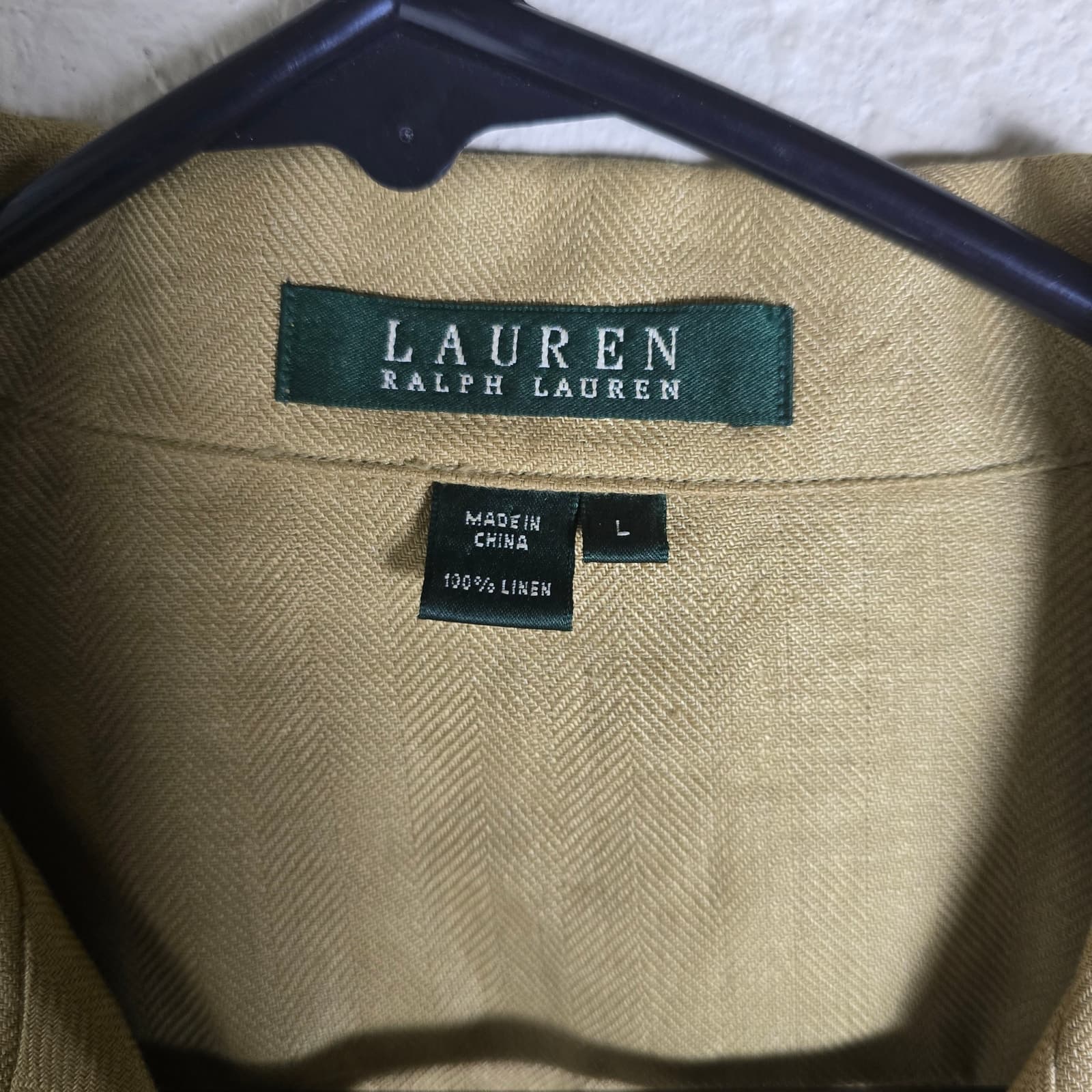 Lauren Ralph Lauren 100% Linen Brown Long Sleeve Button Down, Large - Thumbnail 10