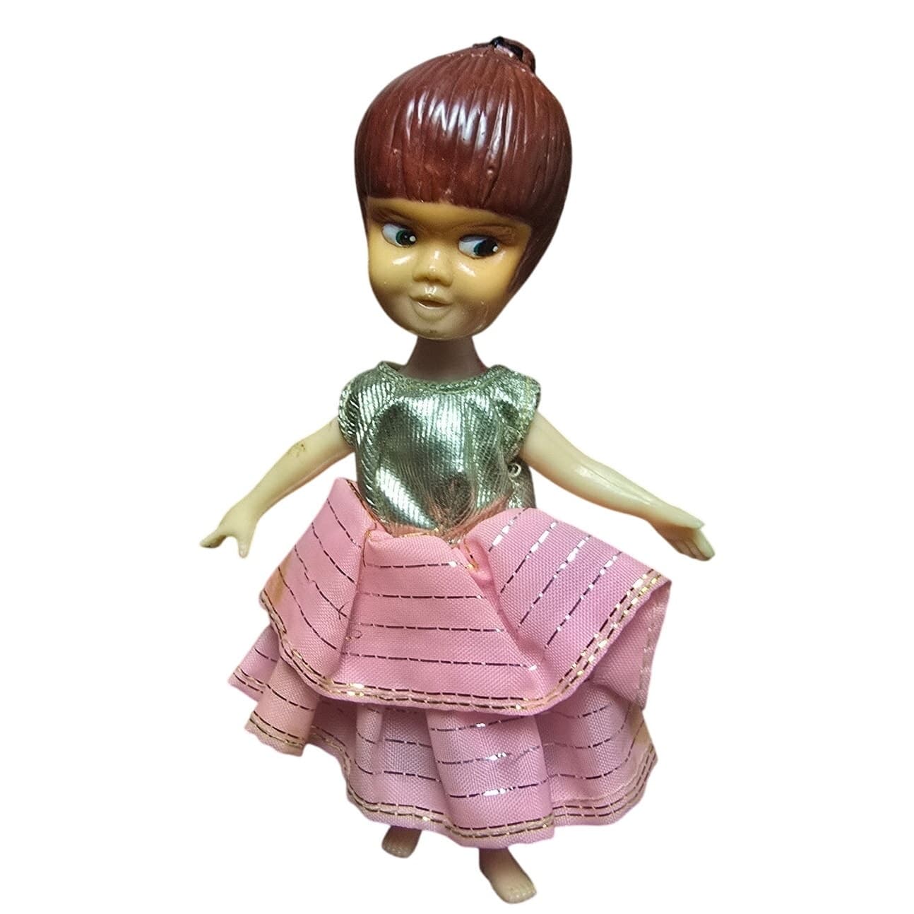 Vintage 1960's 4" Miss Merry Fully Articulated Doll + Dress - Image 1