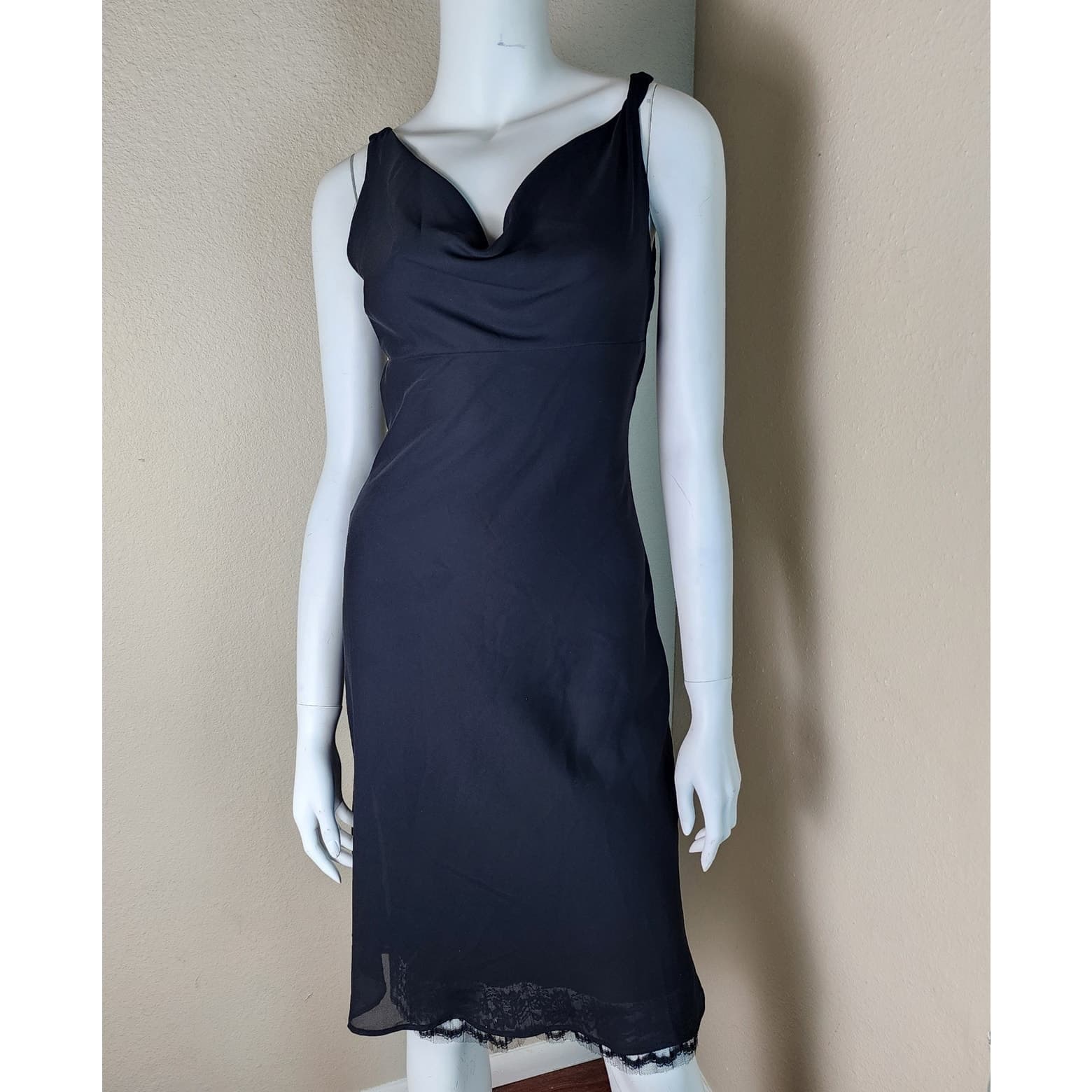 Jodi Kristopher 90s Y2K Vintage Knee Length Cowl Neck Sleeveless Peek A Boo Lace - Image 1