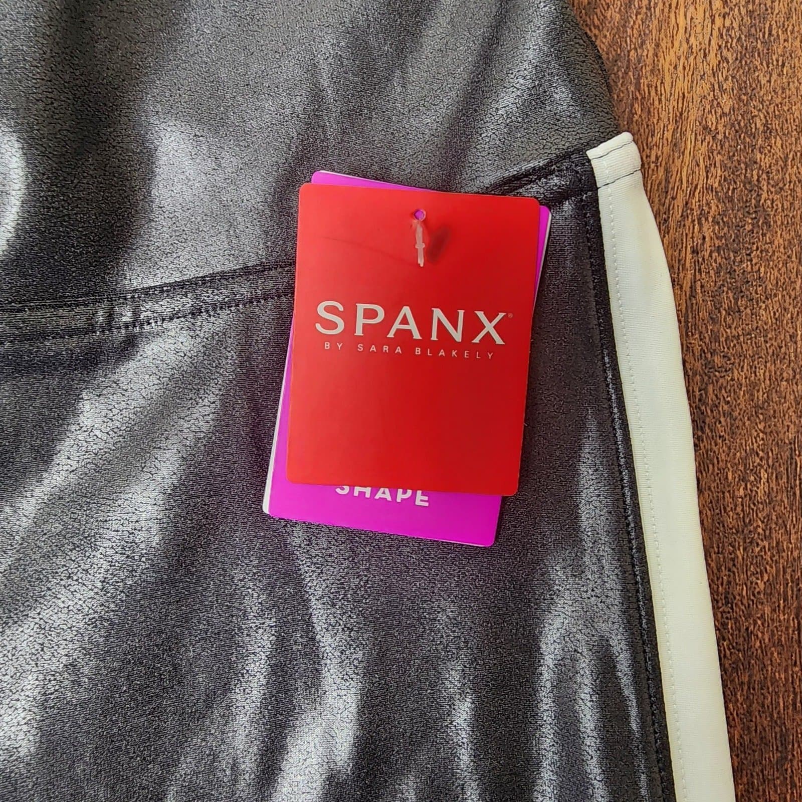 SPANX NWT Faux Leather Side Stripe Legging, Small - Thumbnail 10