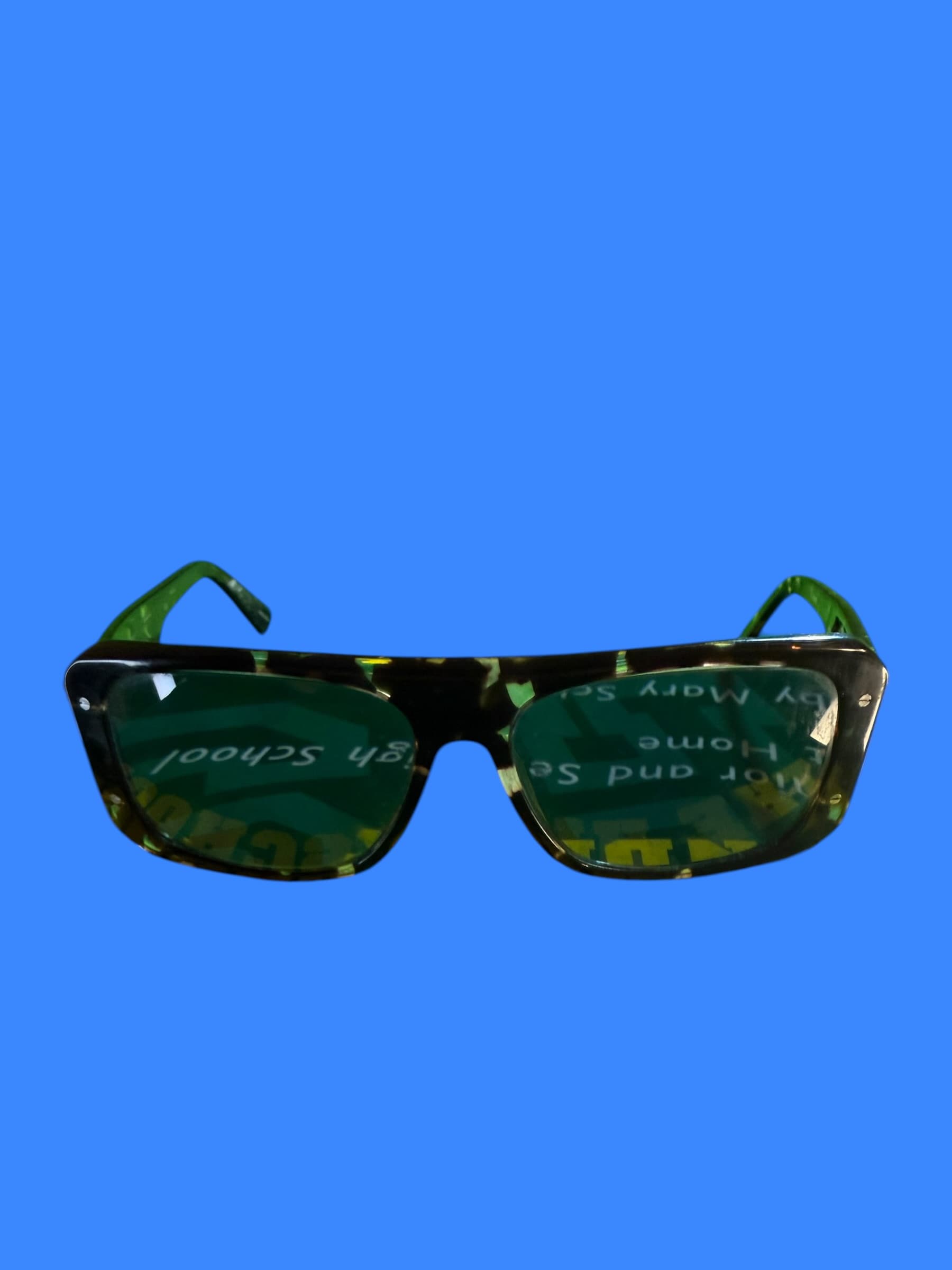 Champion Isaac Y2K Vintage Sunglasses Green Tortoise Shield Rectangular C02 - Image 1
