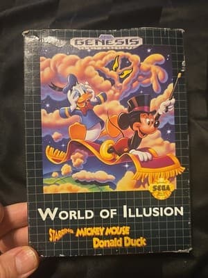 World of Illusion Sega Genesis Complete w/ Cardboard Box, Manual Game Tested - Image 1