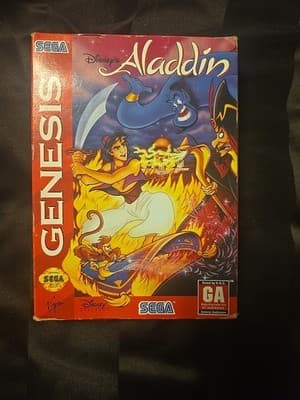 Disney's Aladdin (Sega Genesis, 1993) Tested Working Cardboard Box No Manual - Image 1