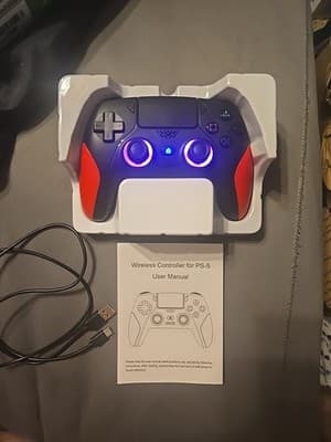 Wireless RGB Controler For PS5, PC, Steam Deck. Black And Red Tested Working - Thumbnail 3