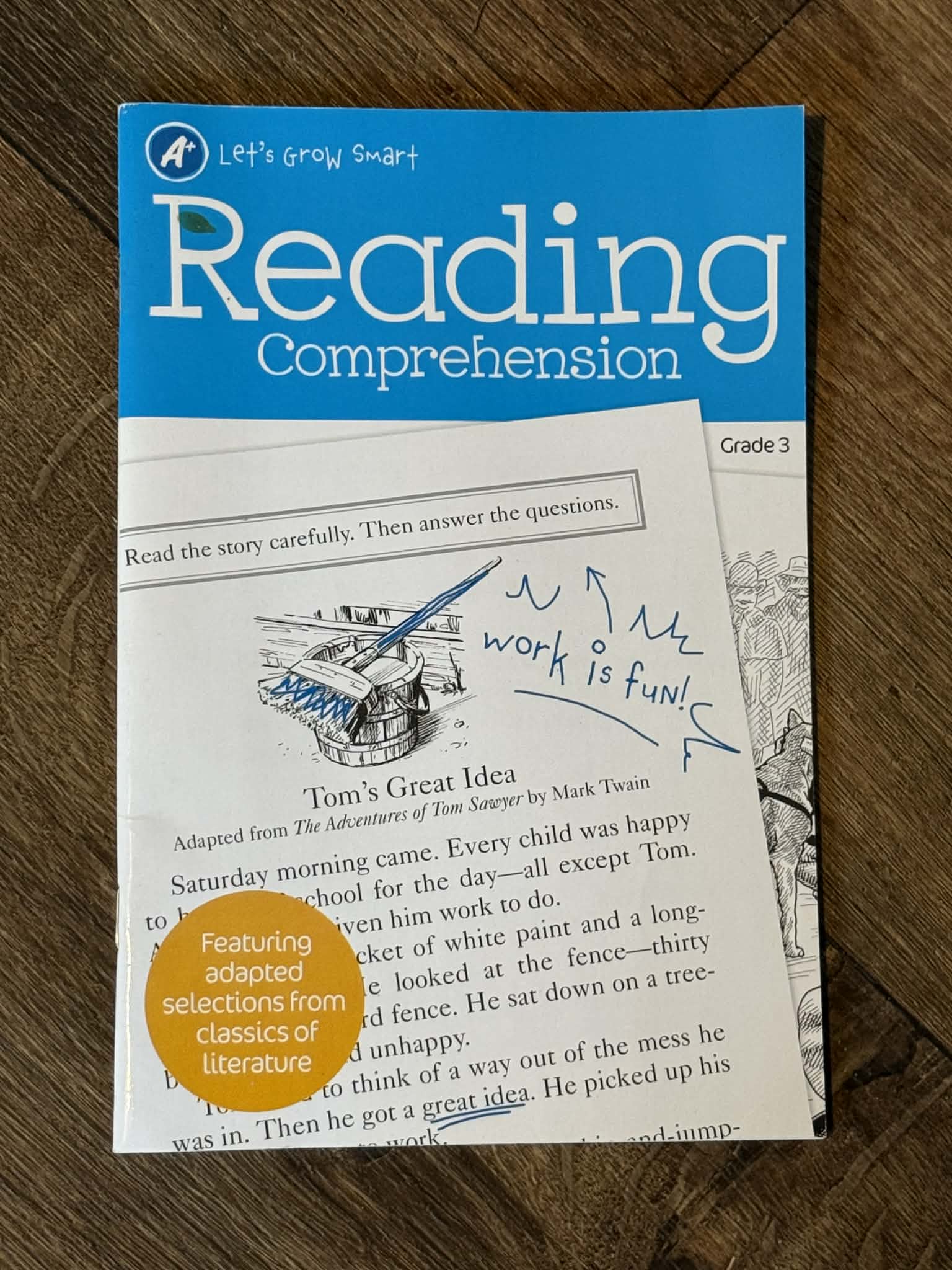 Reading Comprehension-Grade 3 (Let's Grow Smart)~Featuring Adapted Selections from Classics of Literature - Image 1