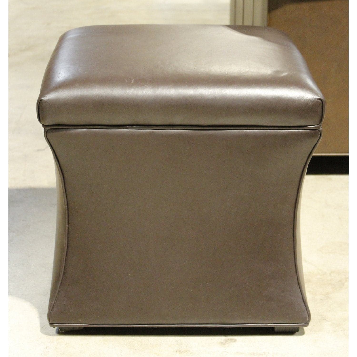 Vanguard Square Brown Leather Ottoman - Brown - Thumbnail 2