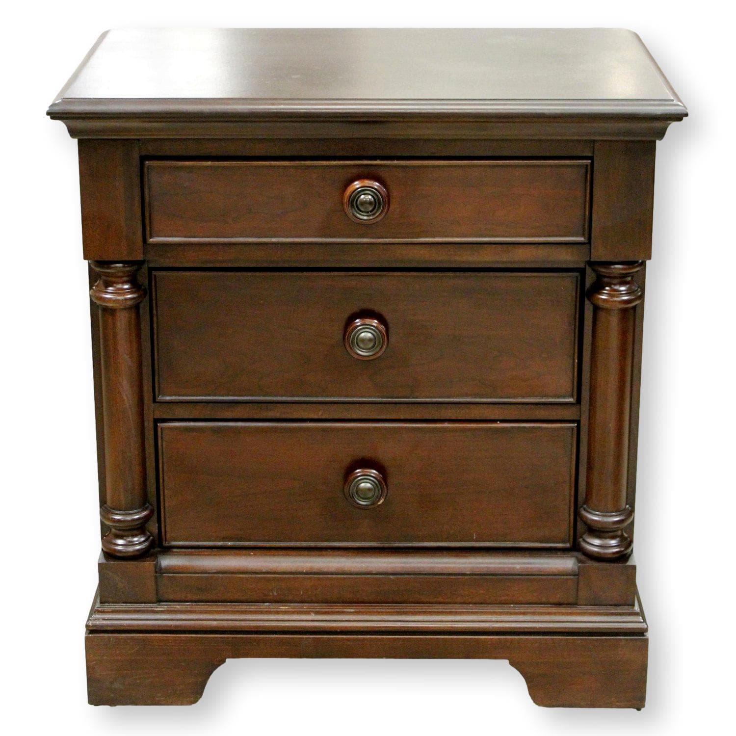 3 Drawer Nightstand w/Pillars - Espresso - Image 1