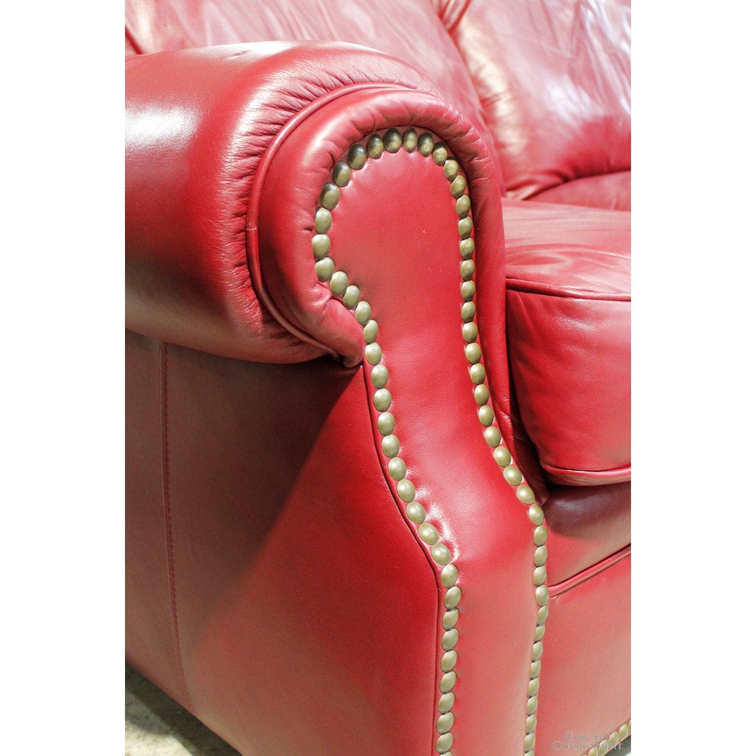 Flexsteel Scarlet Leather Loveseat - Red - Thumbnail 4