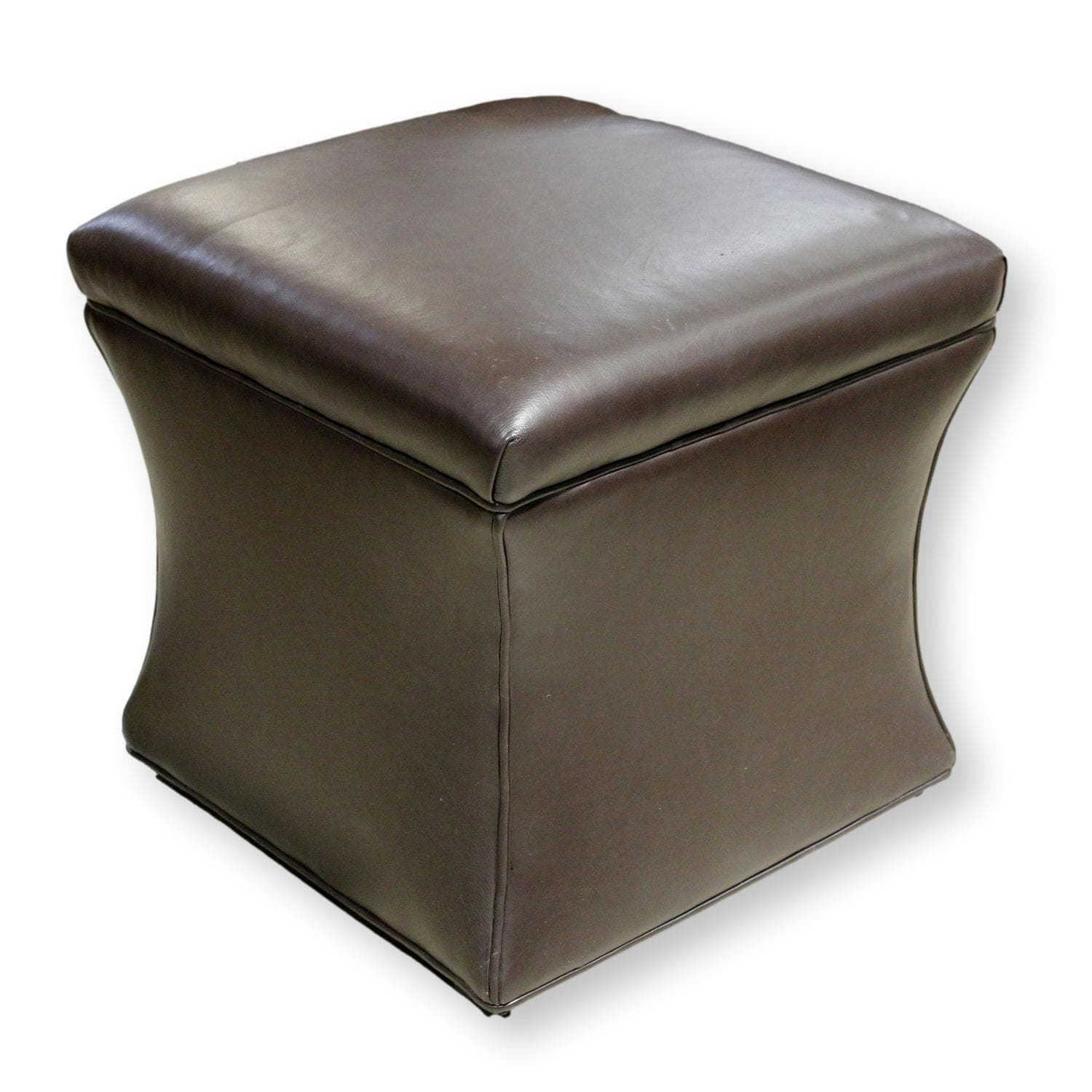Vanguard Square Brown Leather Ottoman - Brown - Image 1