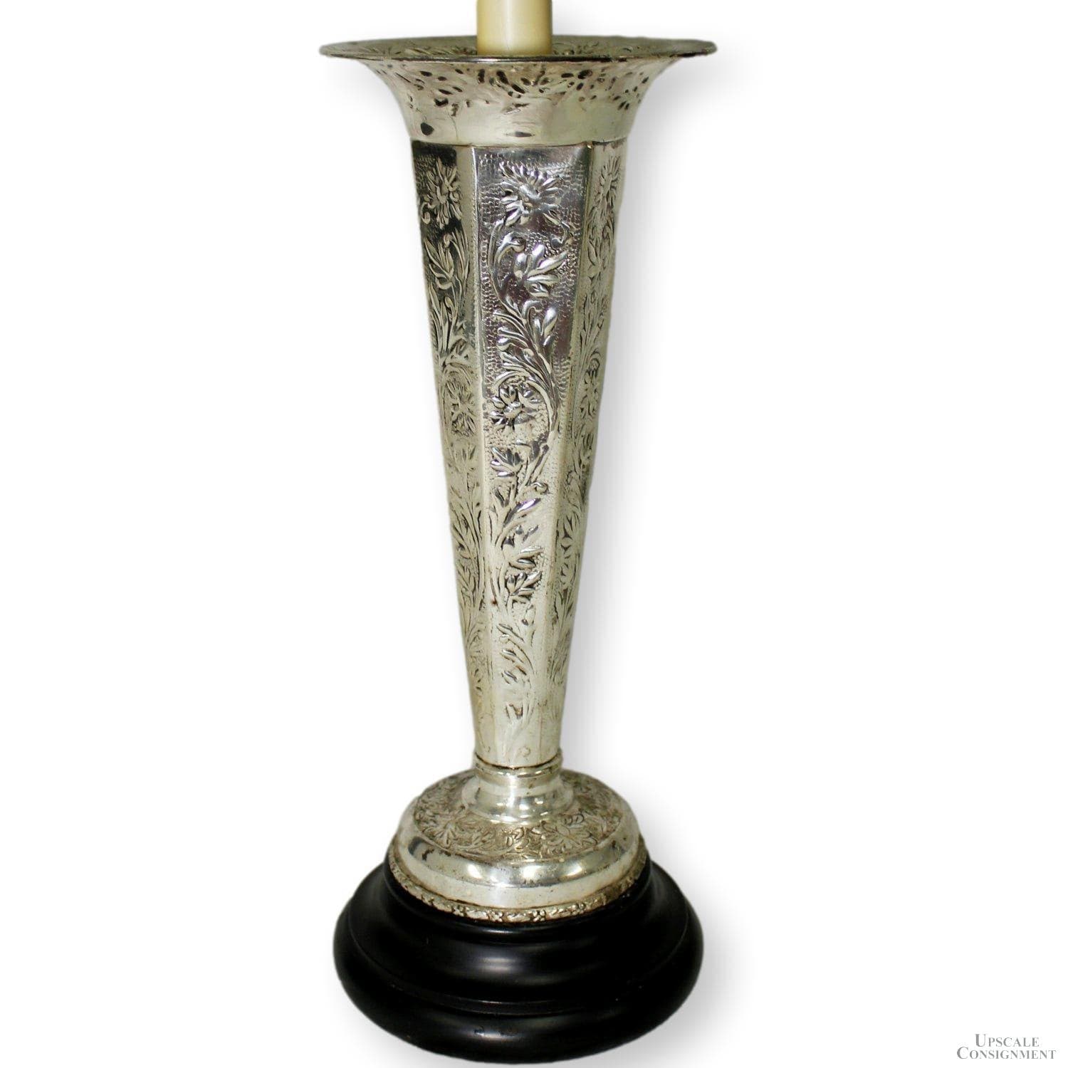 Frederick Cooper Silverplate Floral Relief Table Lamp - Thumbnail 3