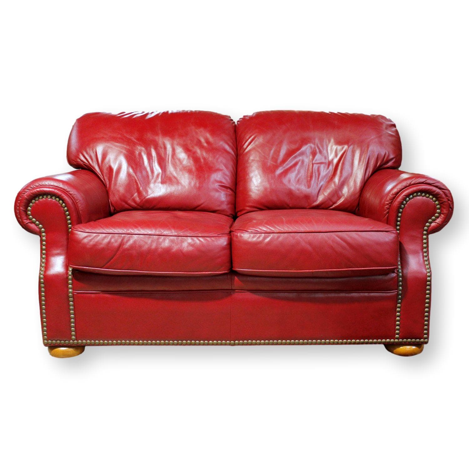 Flexsteel Scarlet Leather Loveseat - Red - Image 1