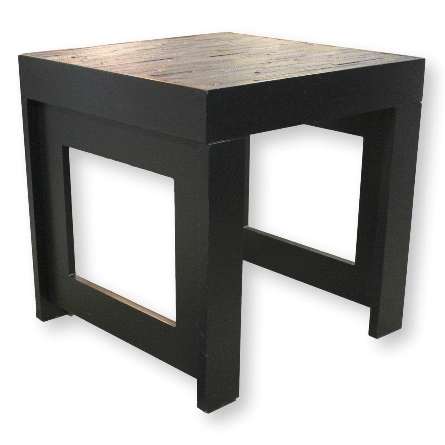 Faux Wood Strip Square End Table - Espresso - Image 1