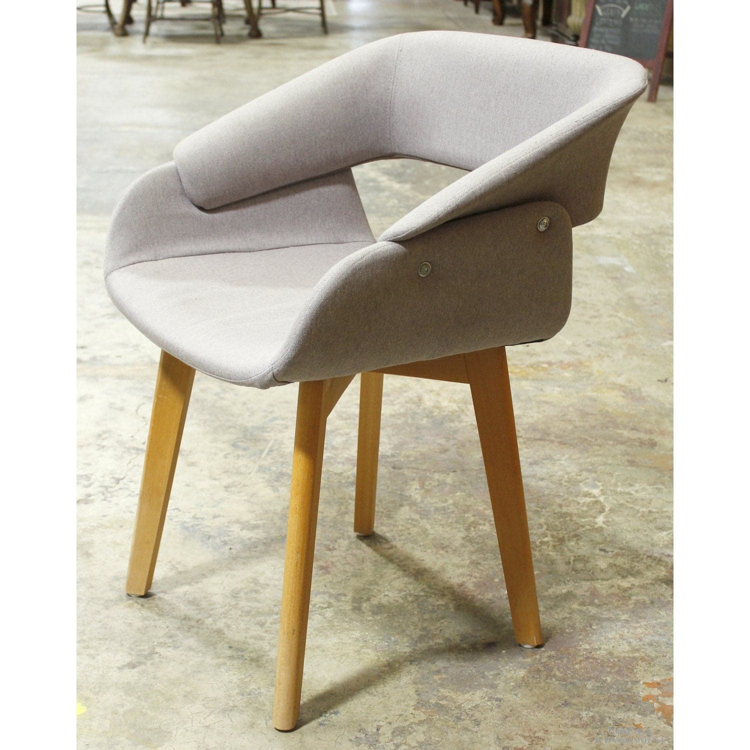 Grey Upholstered Stationary Desk Chair - Light Gray - Thumbnail 3