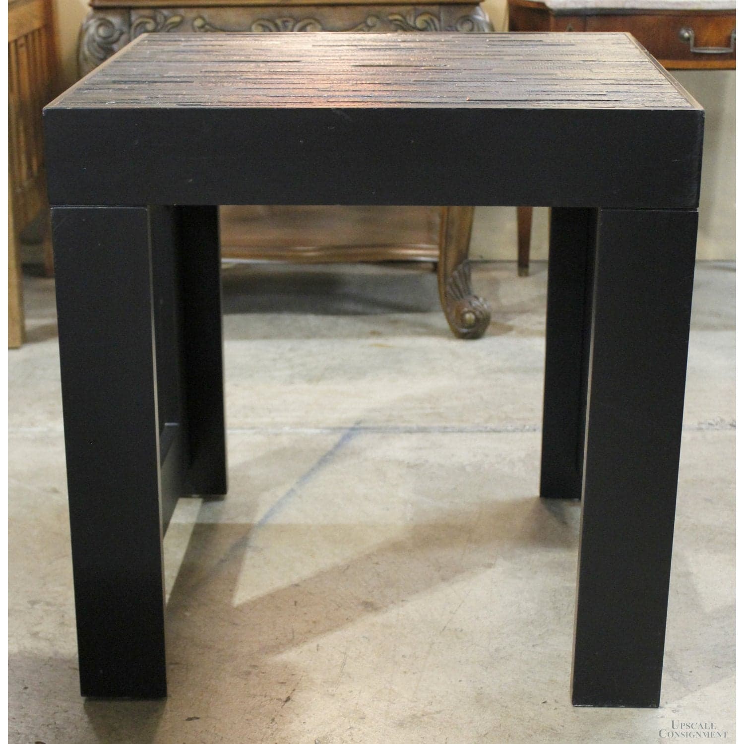 Faux Wood Strip Square End Table - Espresso - Thumbnail 2