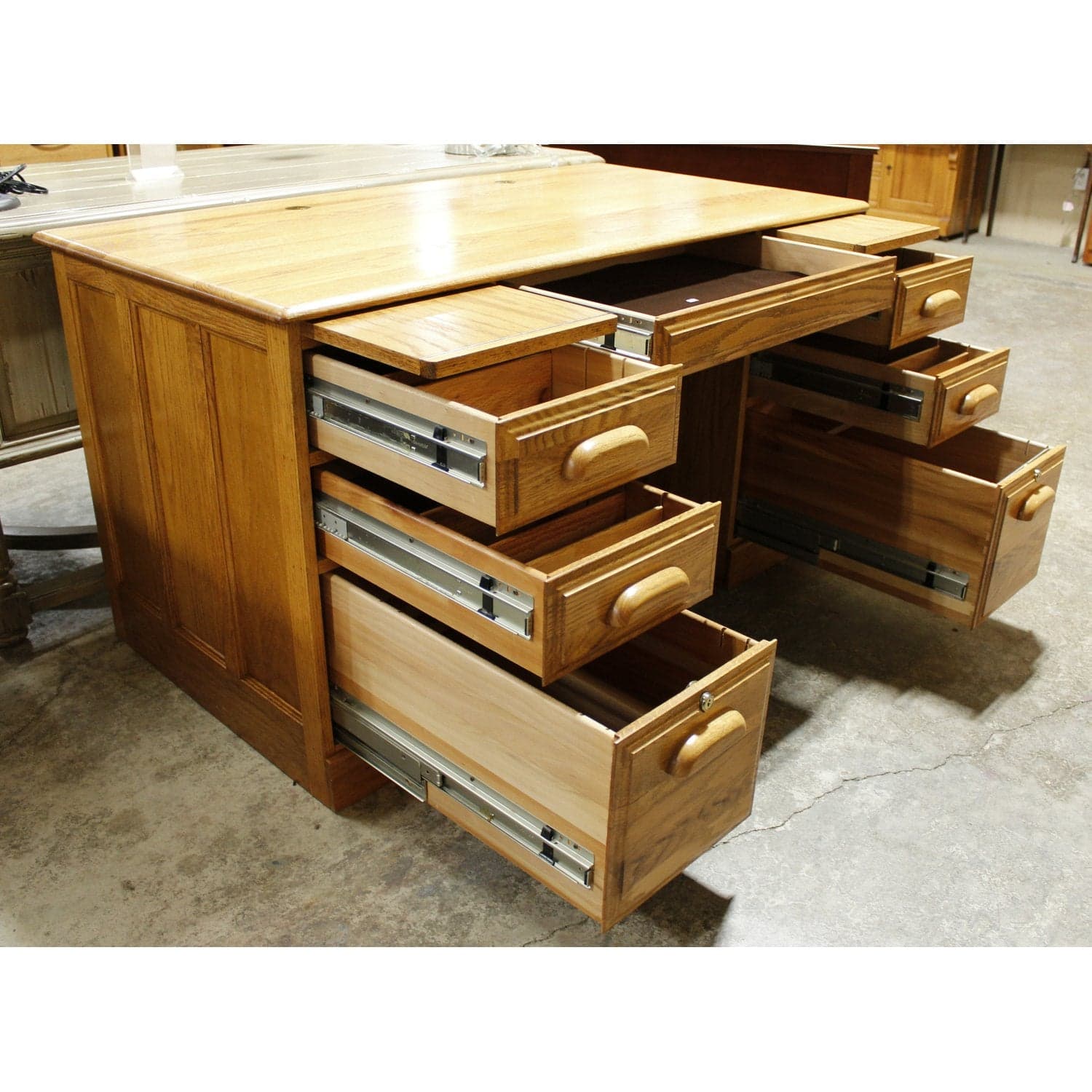 Oak Double Pedestal Desk - Thumbnail 2