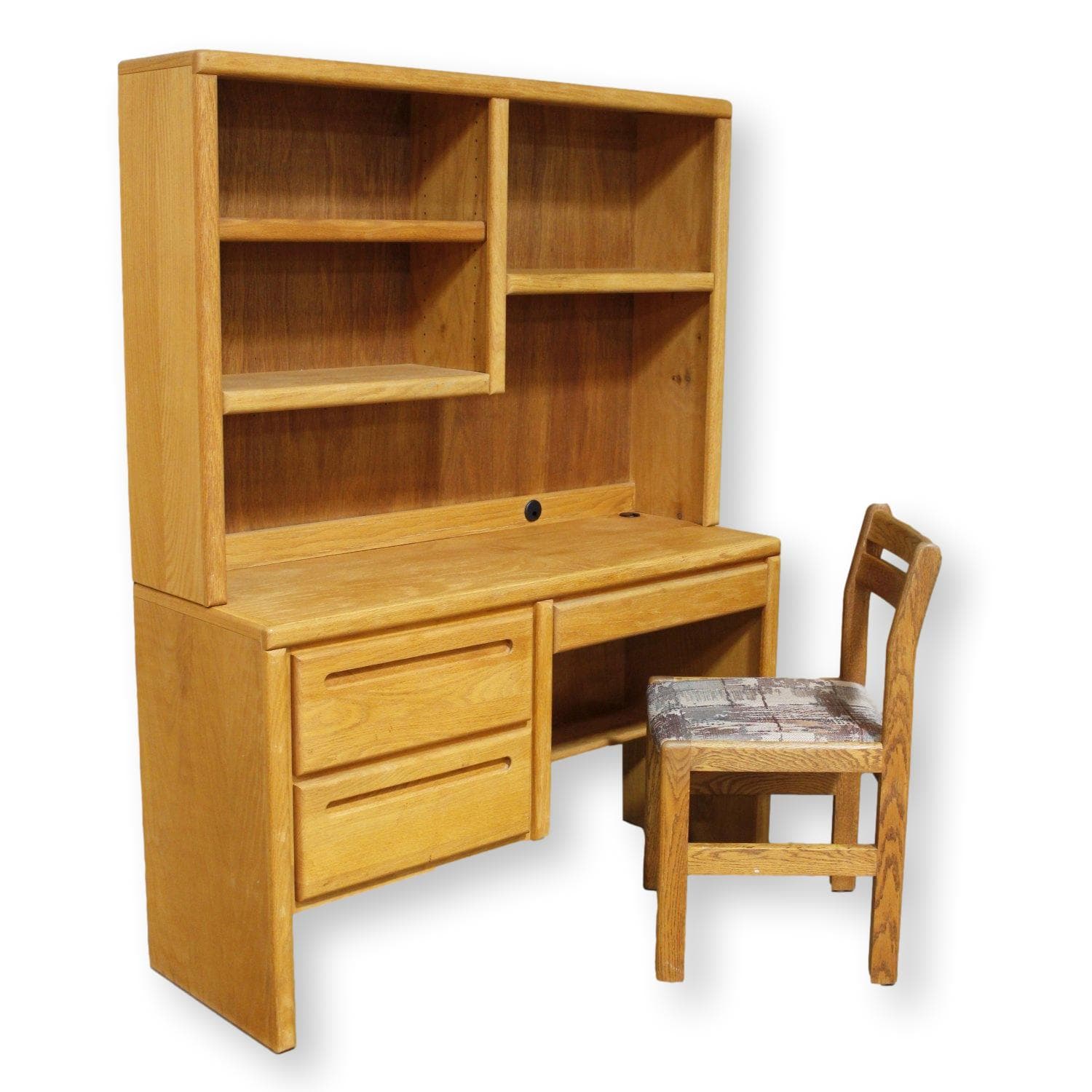 Oak Student Desk w/Hutch & Chair - Image 1