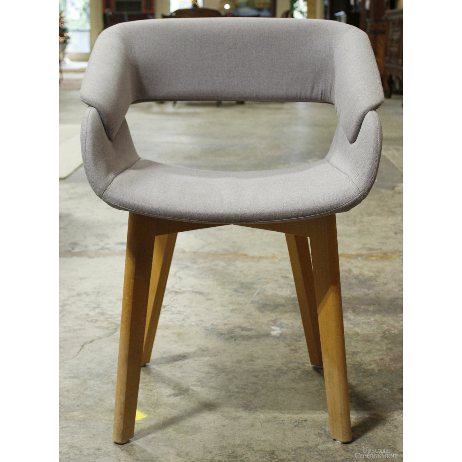 Grey Upholstered Stationary Desk Chair - Light Gray - Thumbnail 2