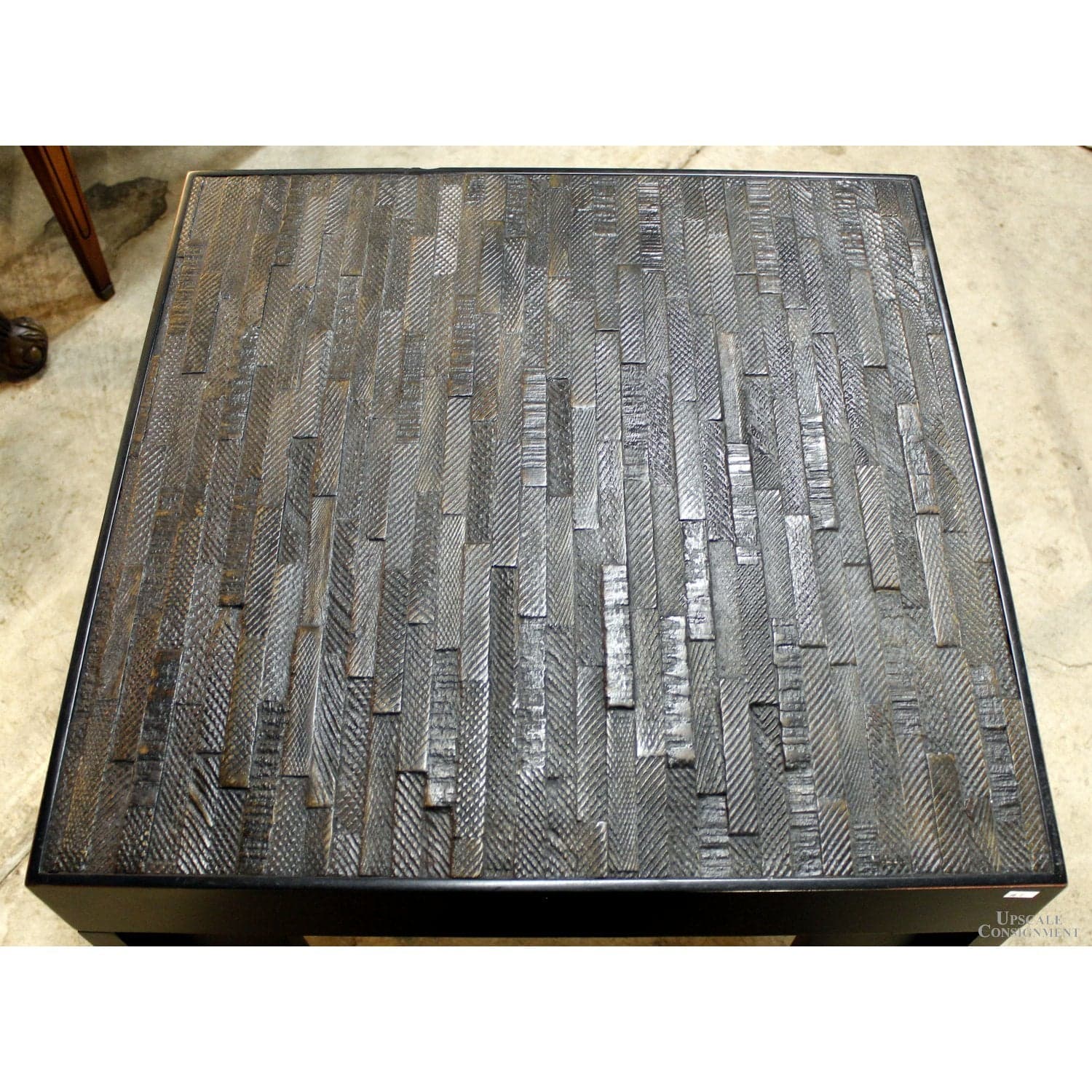Faux Wood Strip Square End Table - Espresso - Thumbnail 3