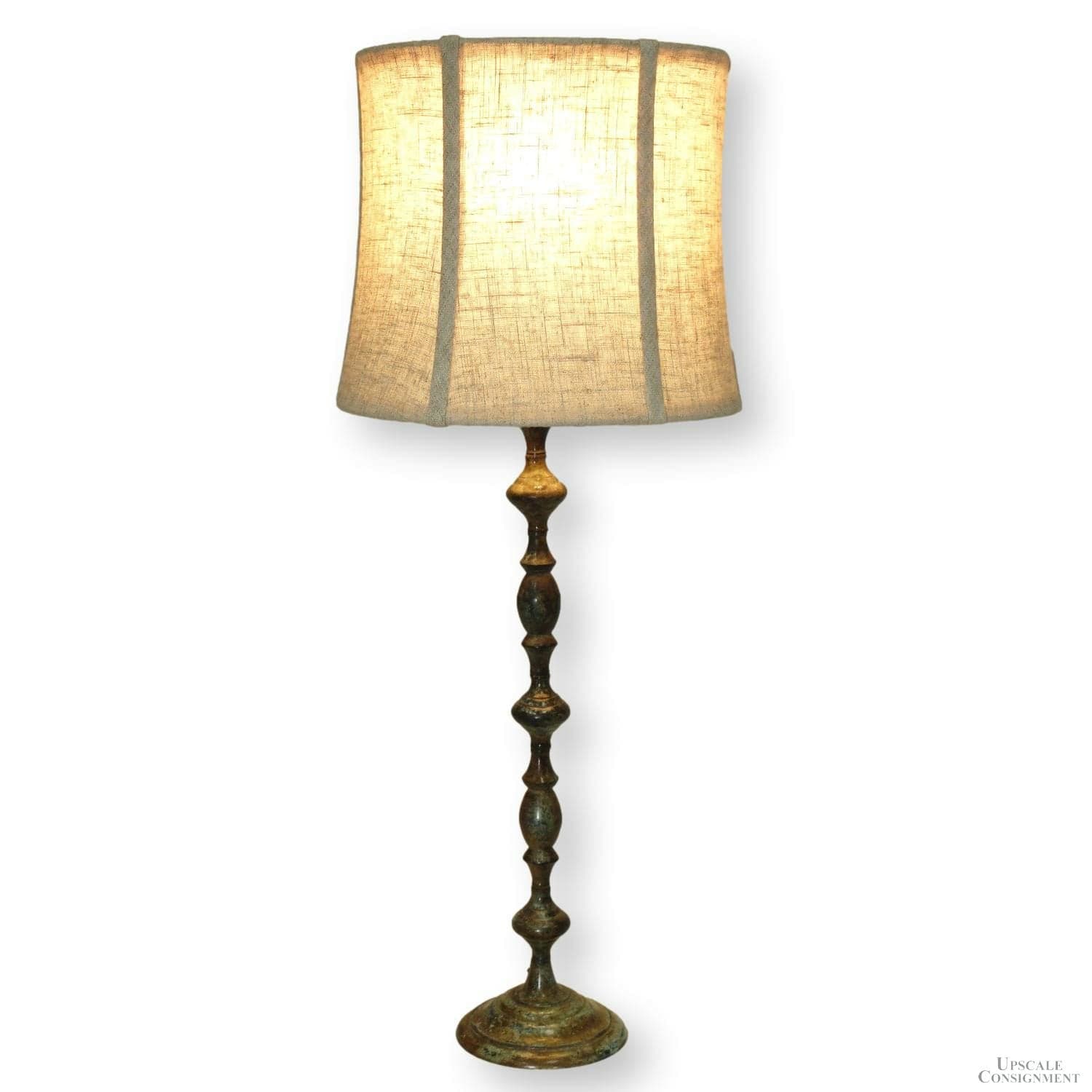 Verdigris Brass Candlestick Table Lamp - Thumbnail 2