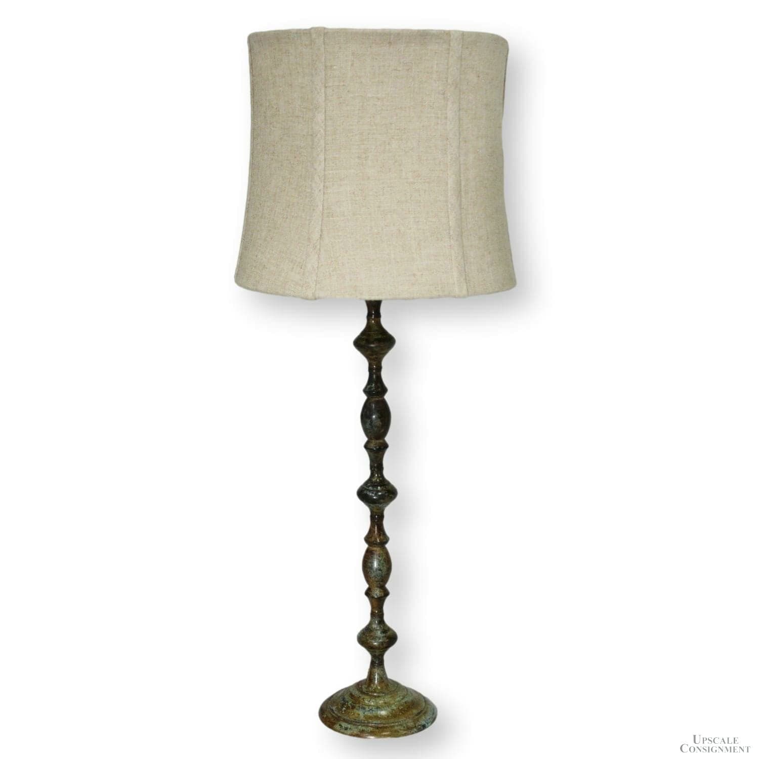 Verdigris Brass Candlestick Table Lamp - Image 1