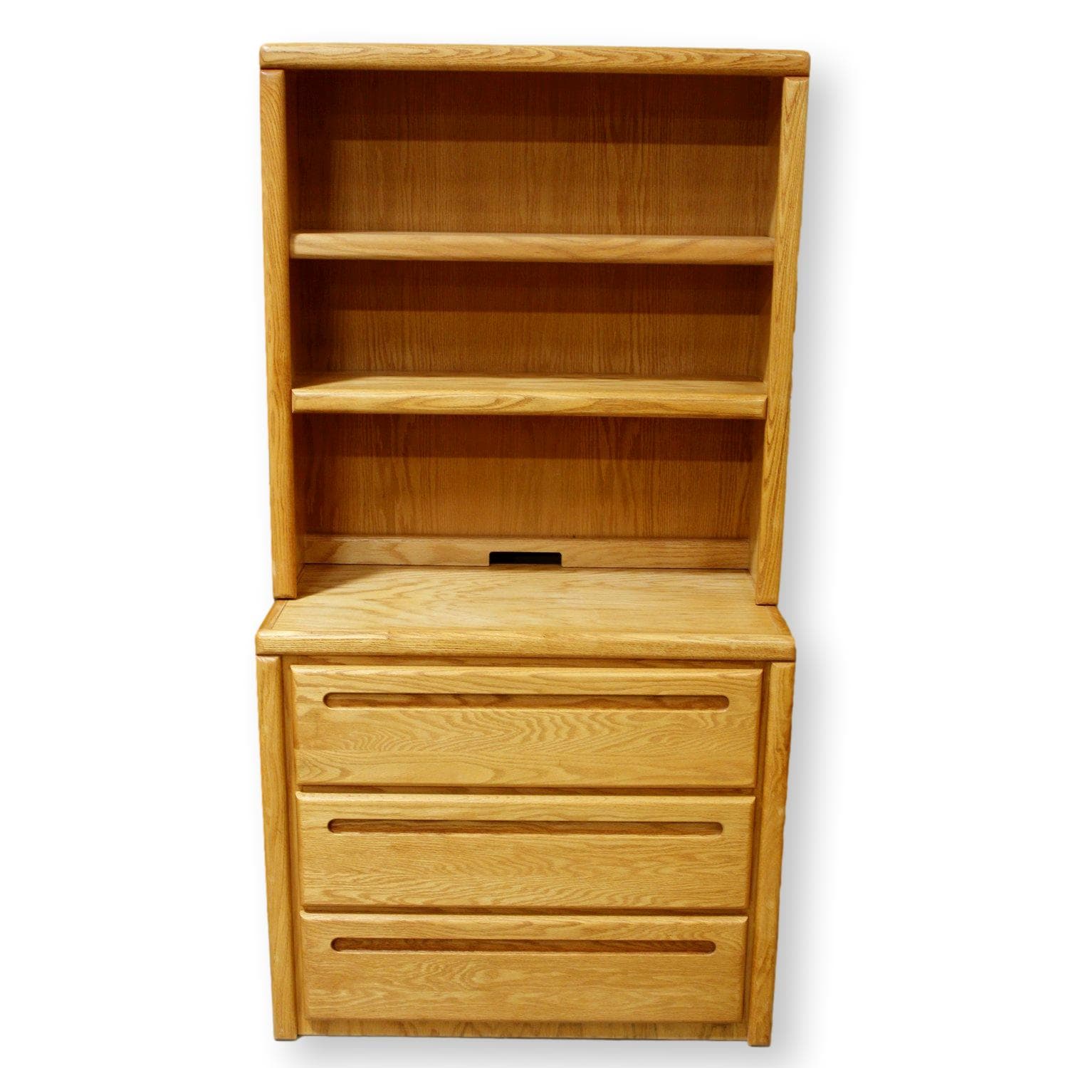 Oak 3 Drawer Chest w/Hutch - Image 1